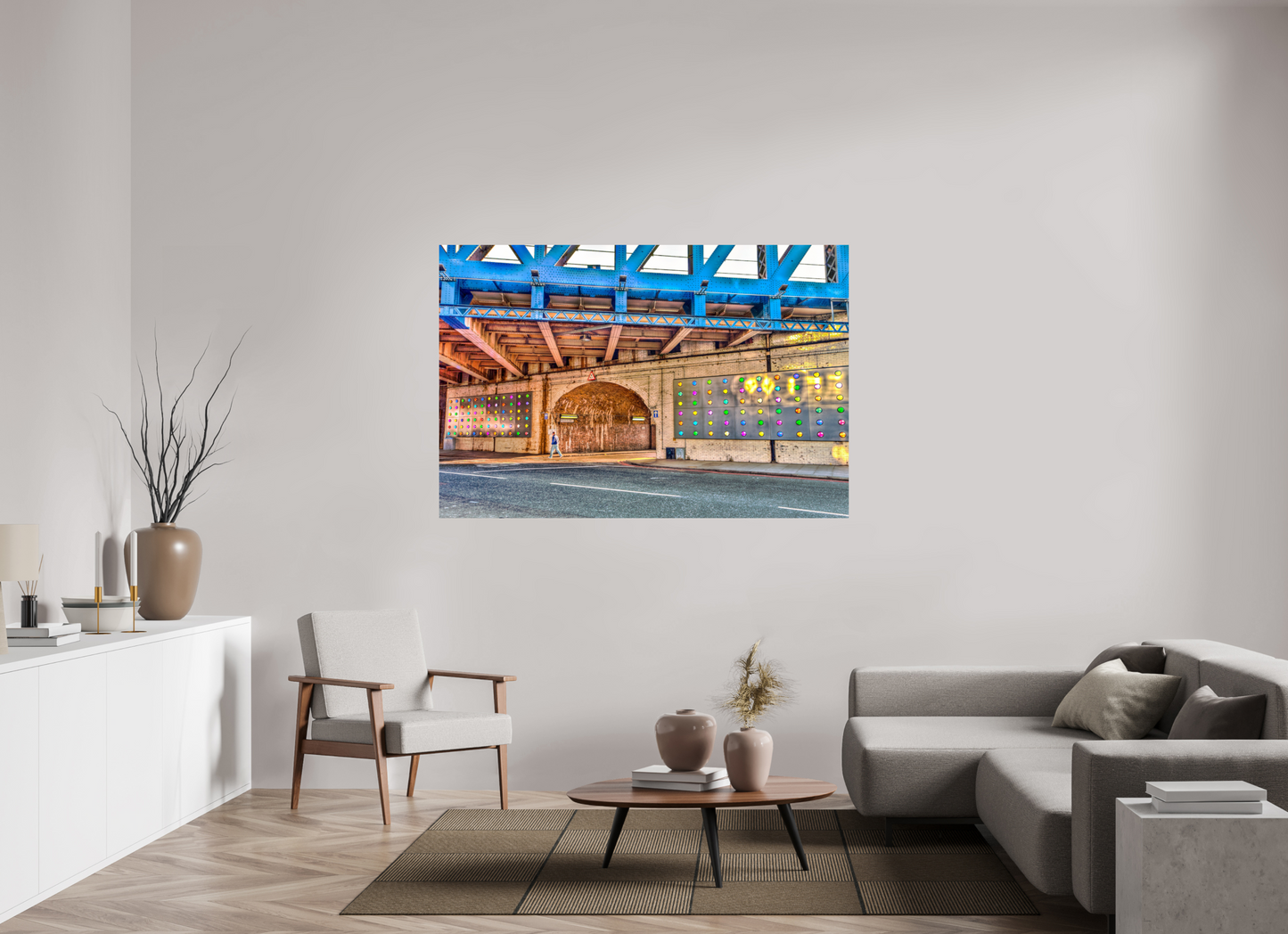 66 x 44″, Photo Print On Fuji Crystal DP II London Fine Art Photograph - Urban Geometry Under Blue Steel