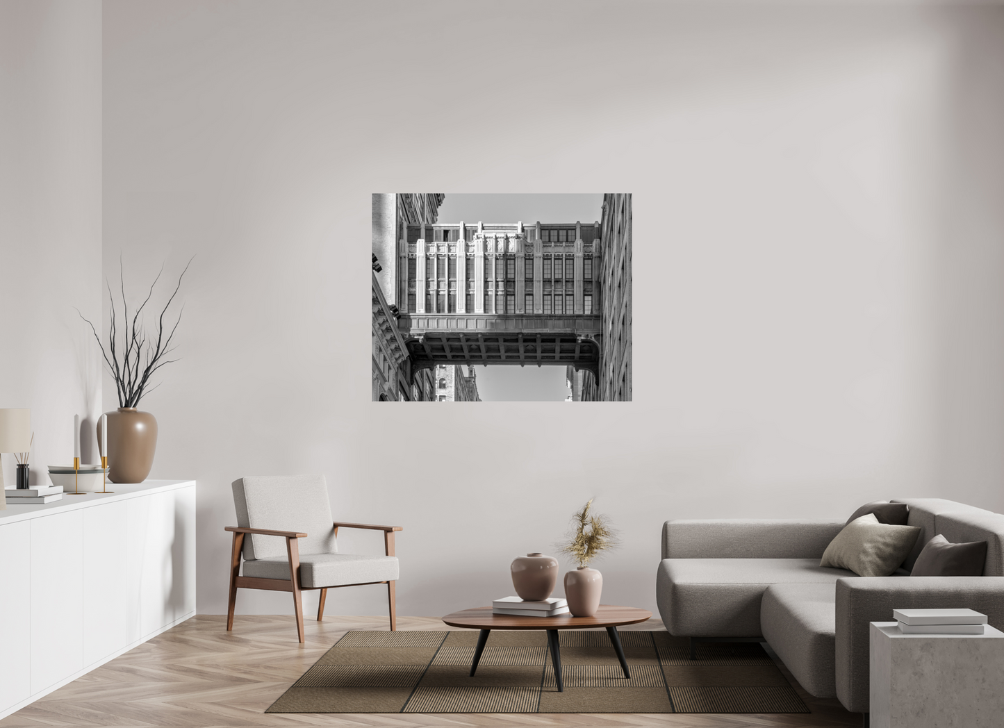 53.7 x 43″, Photo Print On Fuji Crystal DP II New York - Art Deco Sky Bridge