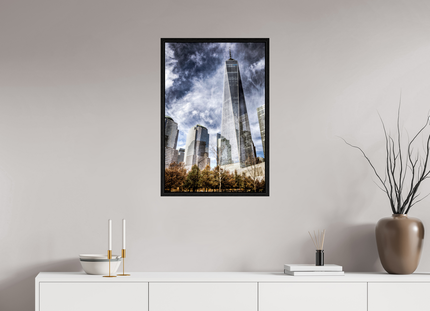 20 x 30″, Floater Frame One World Trade Center – Dramatic New York City Architecture Fine Art Photograph
