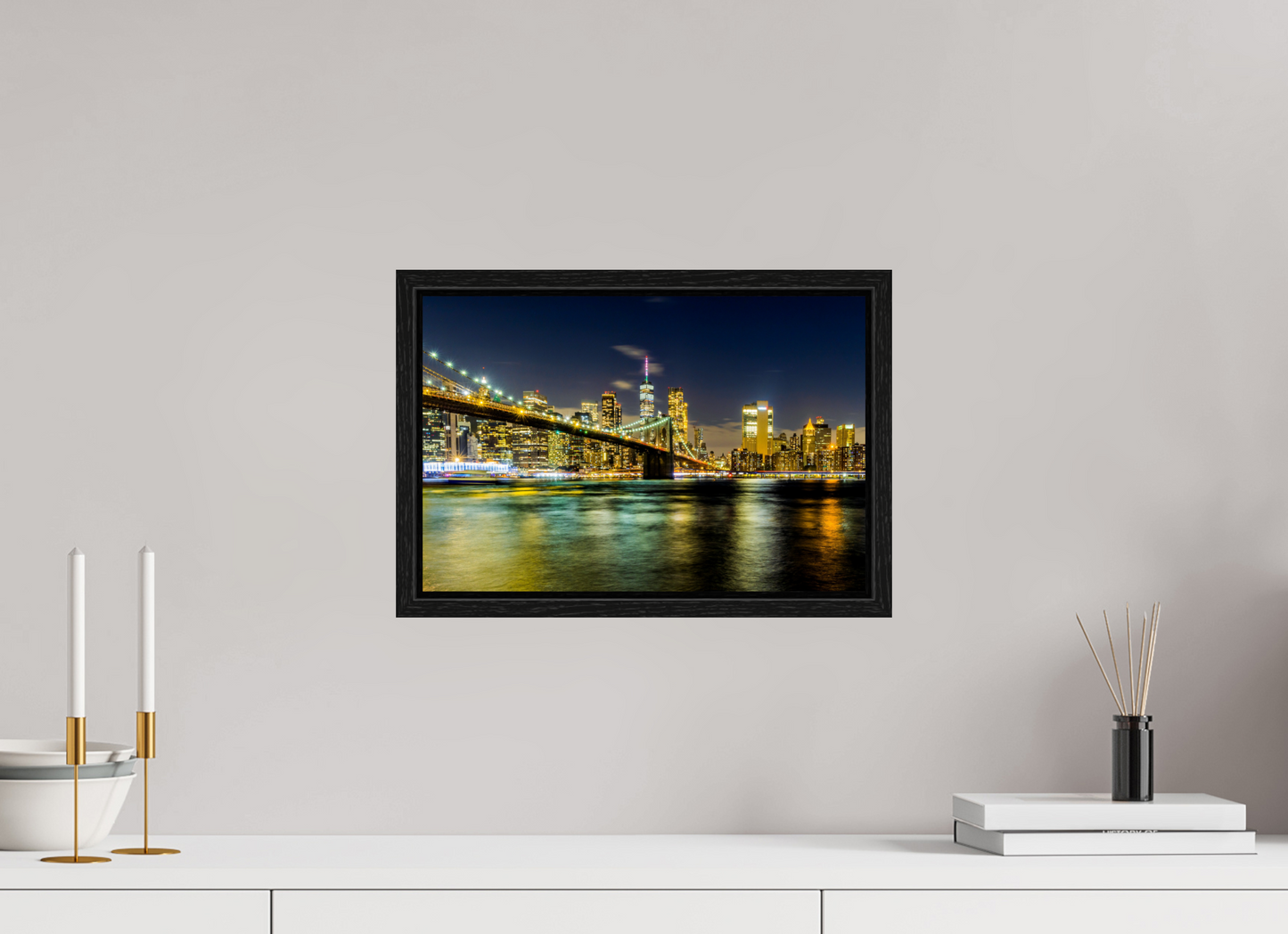 15 x 10″, Floater Frame New York - Manhattan After Dark
