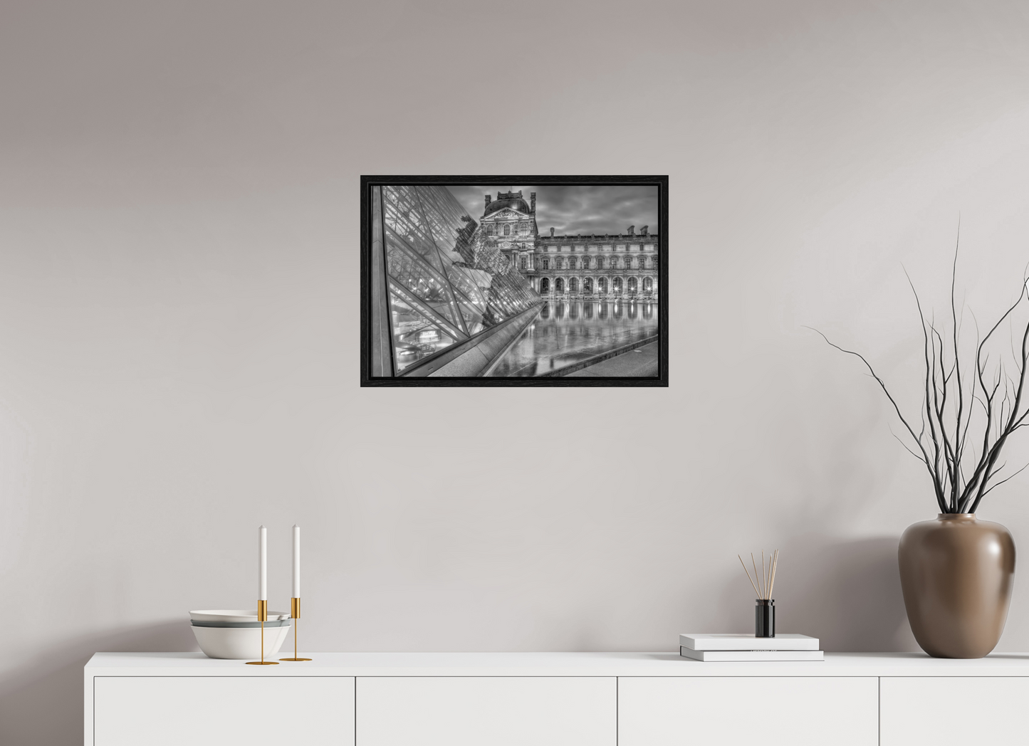 24 x 16″, Floater Frame Paris - Le Louvre by Night