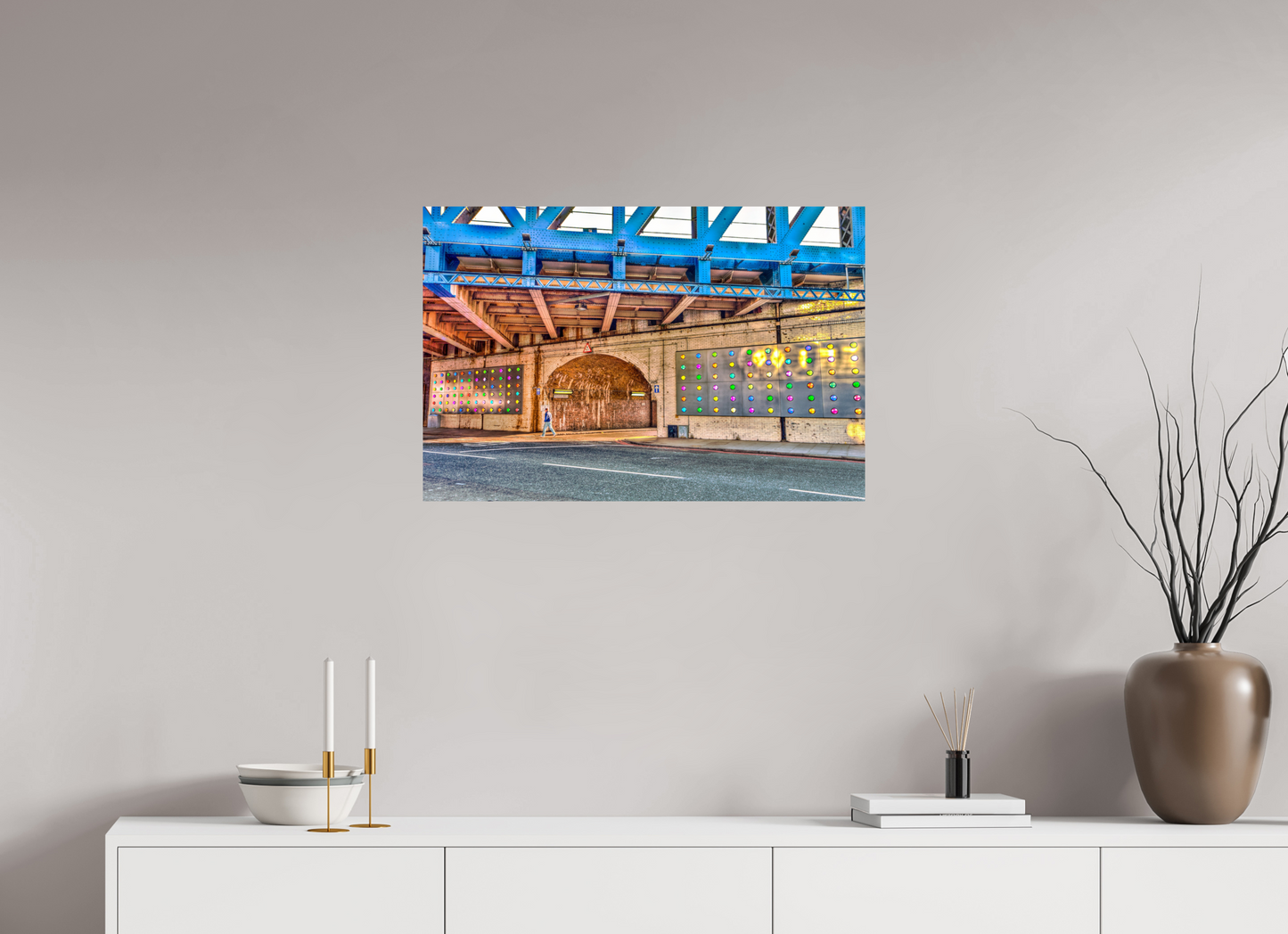 30 x 20″, Photo Print On Fuji Crystal DP II London Fine Art Photograph - Urban Geometry Under Blue Steel