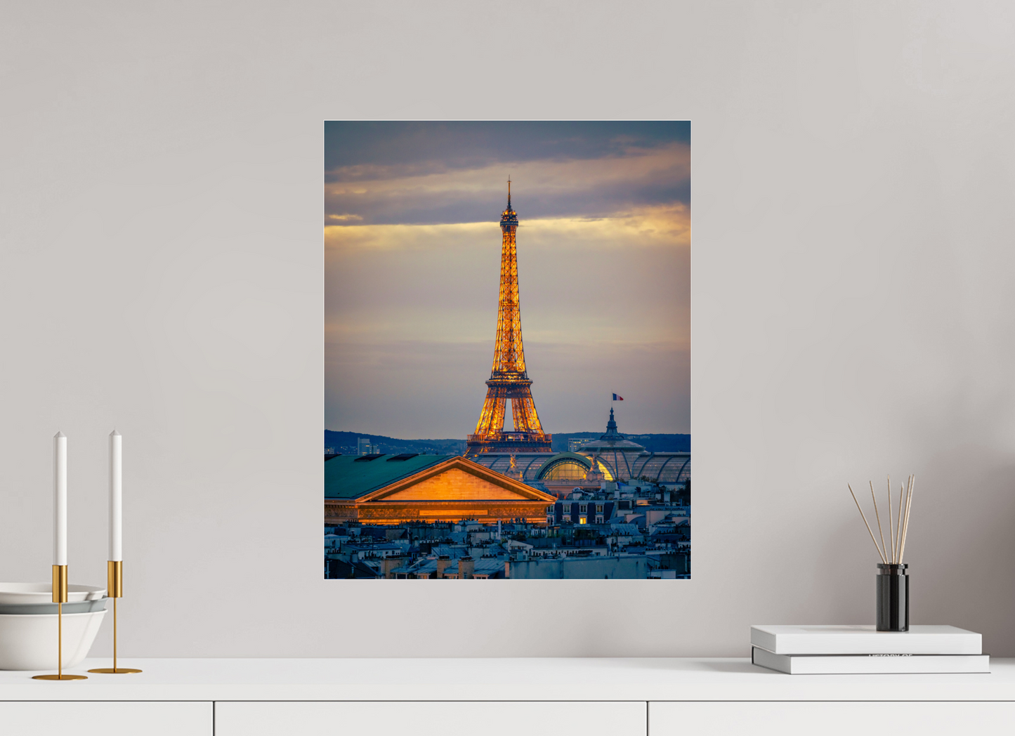16 x 20″, Photo Print Under Acrylic Glass Paris - Golden Eiffel Tower