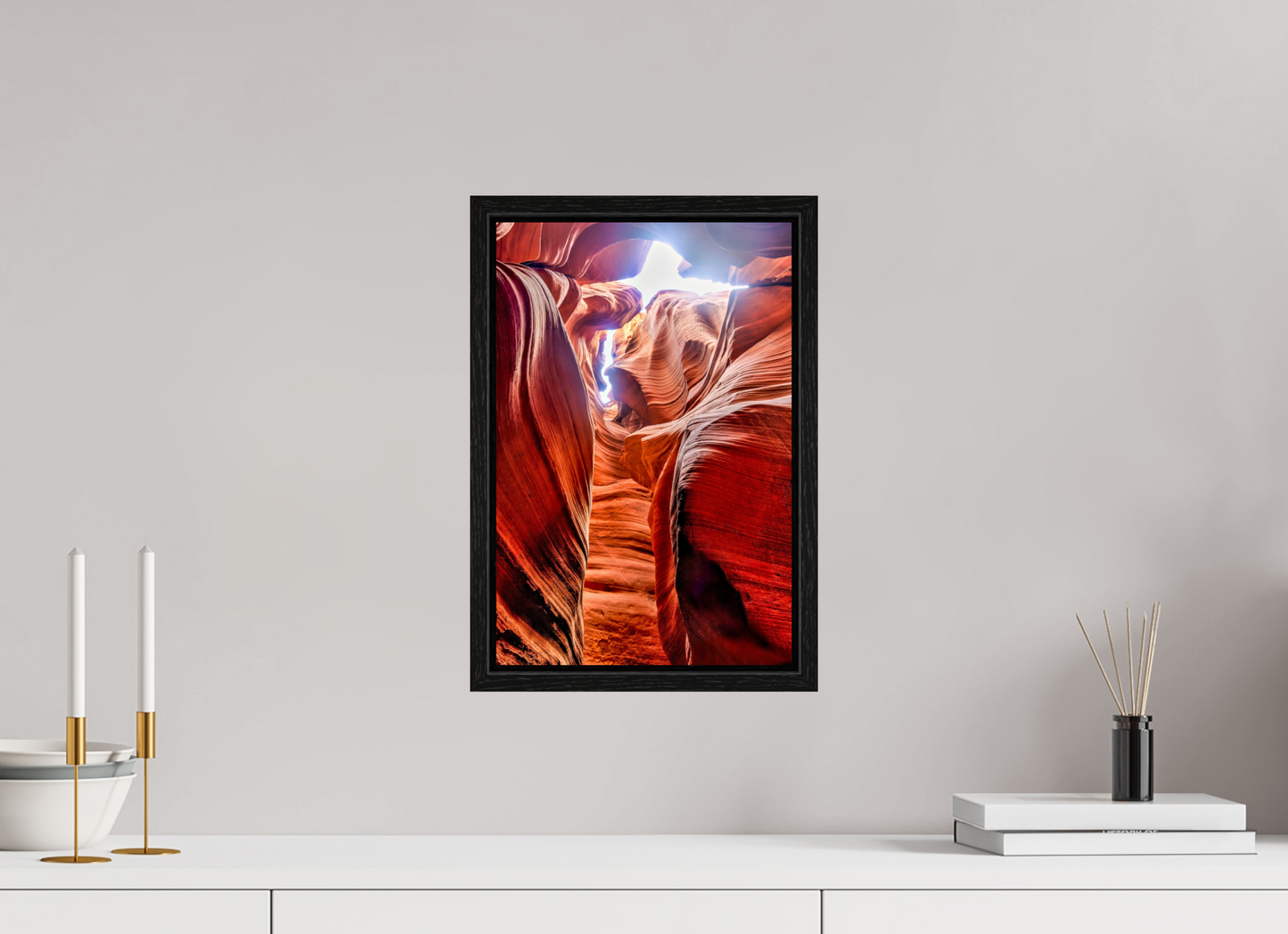 10 x 15″, Floater Frame Arizona - Light Between the Stones — Slot Canyon Fine Art Photograph