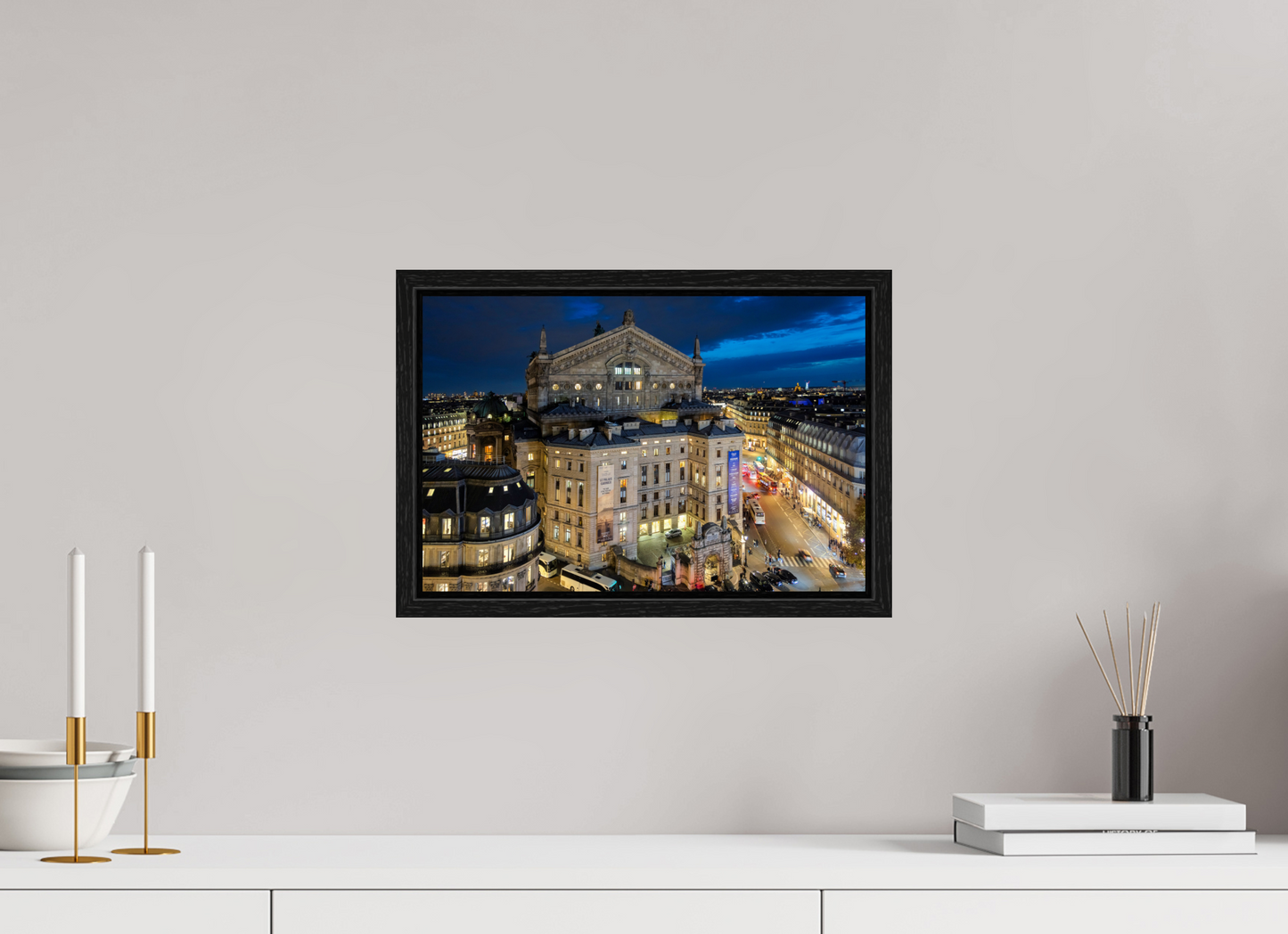 15 x 10″, Floater Frame Paris - Palais Garnier during the blue hour