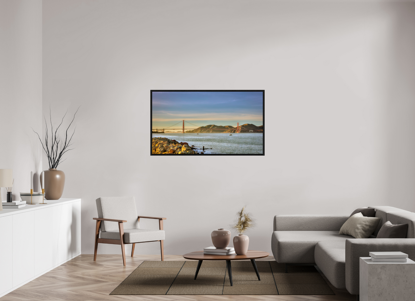 55 x 30.9″, Floater Frame California - Golden Gate Bridge 2