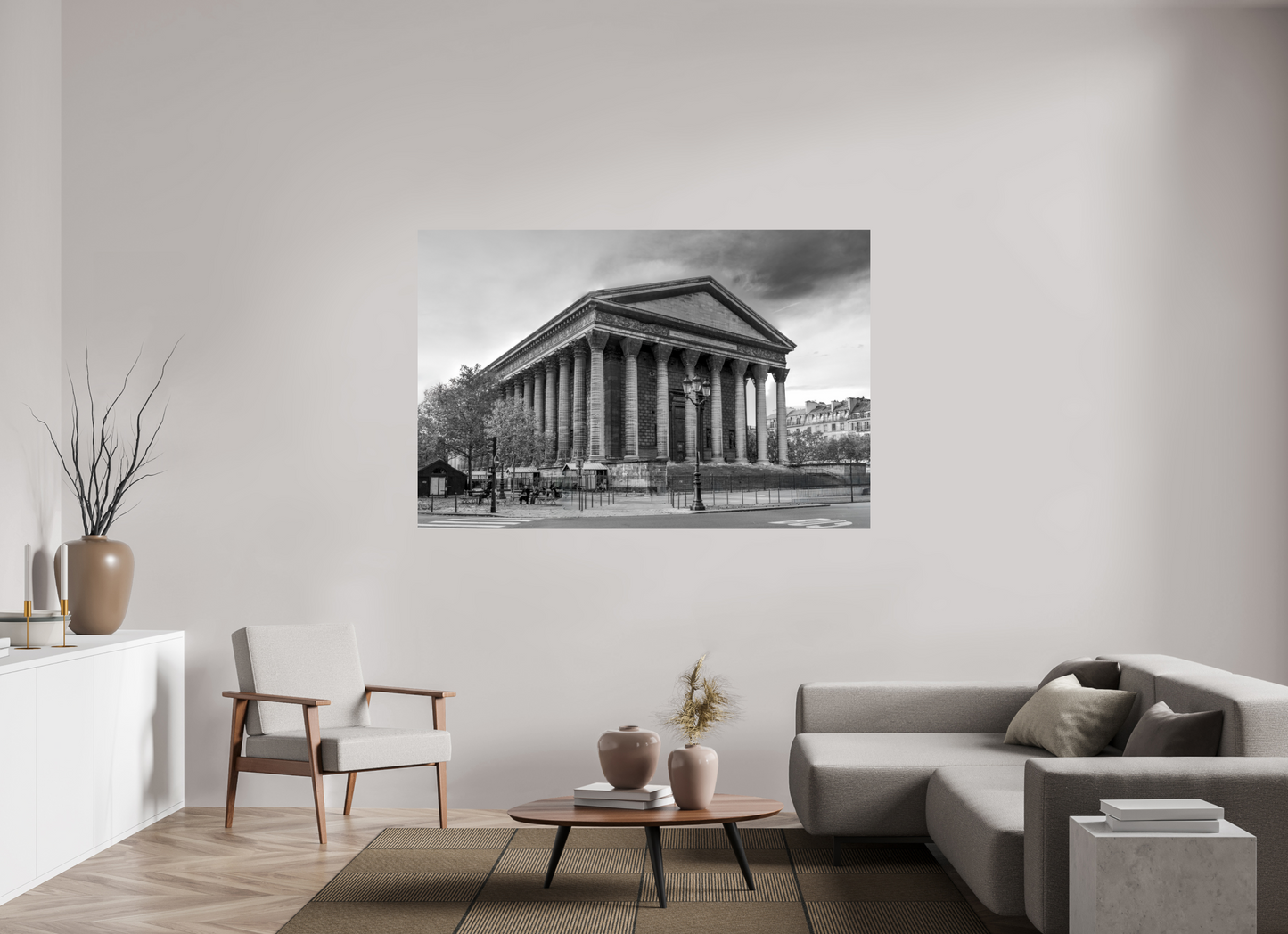 71.1 x 47″, Photo Print On Fuji Crystal DP II Paris - La Madeleine in Monochrome