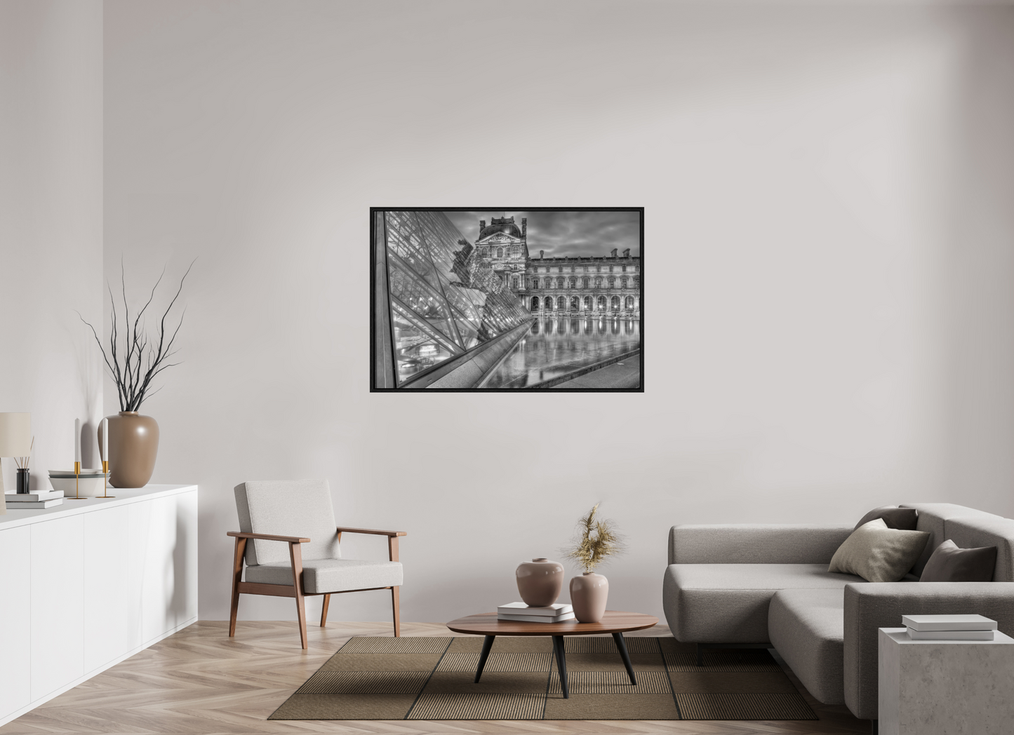 54 x 36″, Floater Frame Paris - Le Louvre by Night