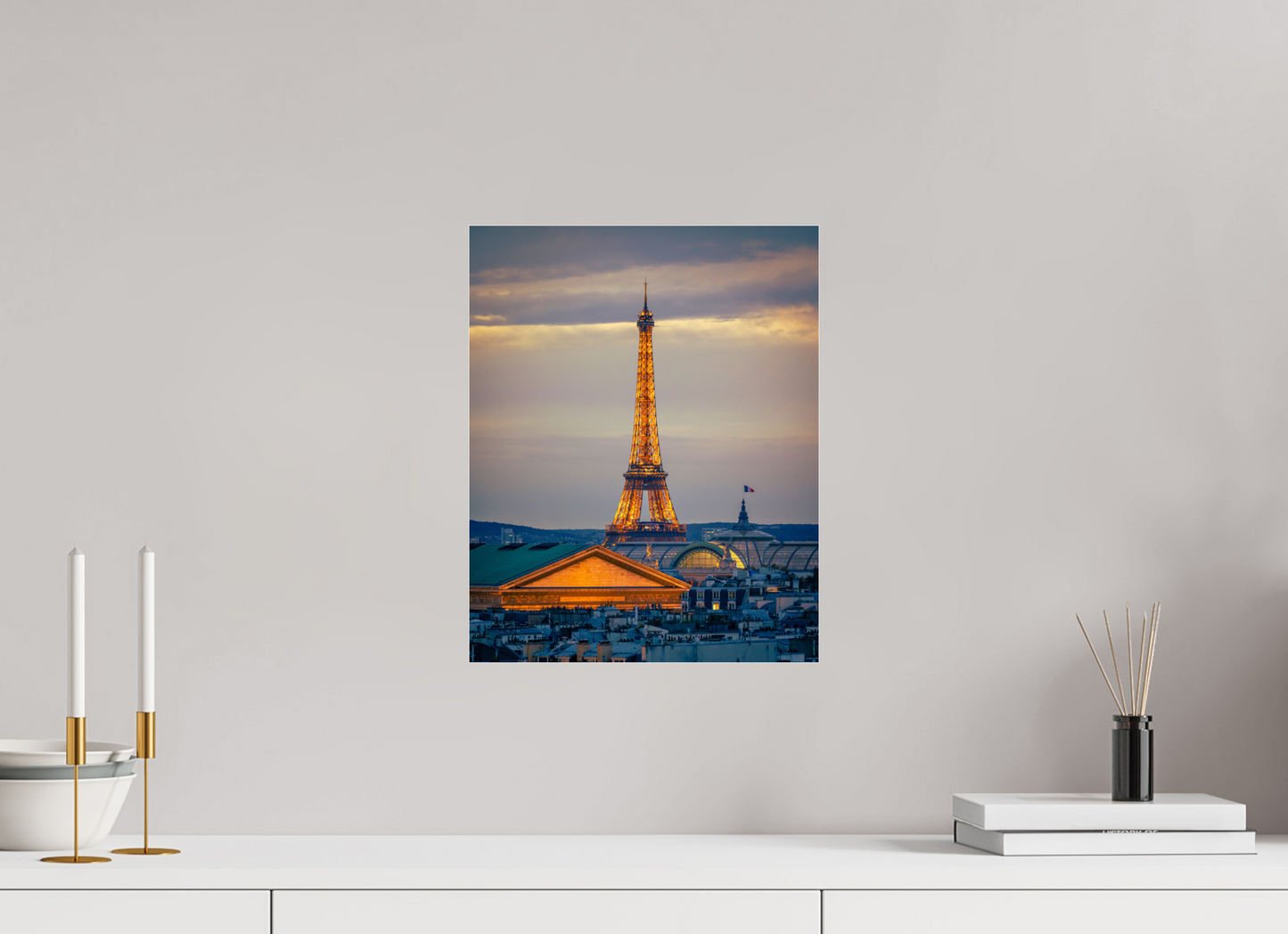 12 x 15″, Photo Print Under Acrylic Glass Paris - Golden Eiffel Tower