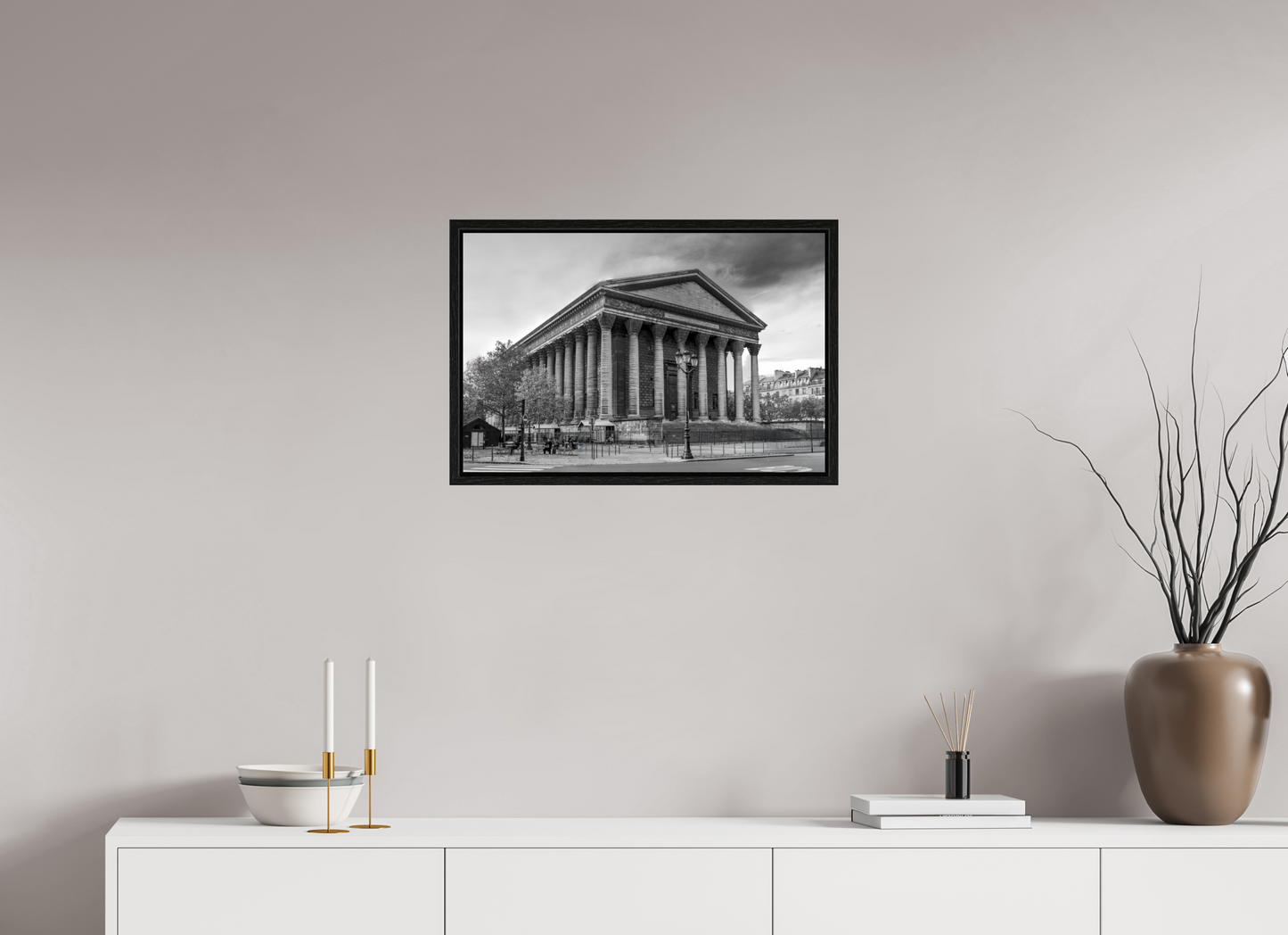 24.2 x 16″, Floater Frame Paris - La Madeleine in Monochrome