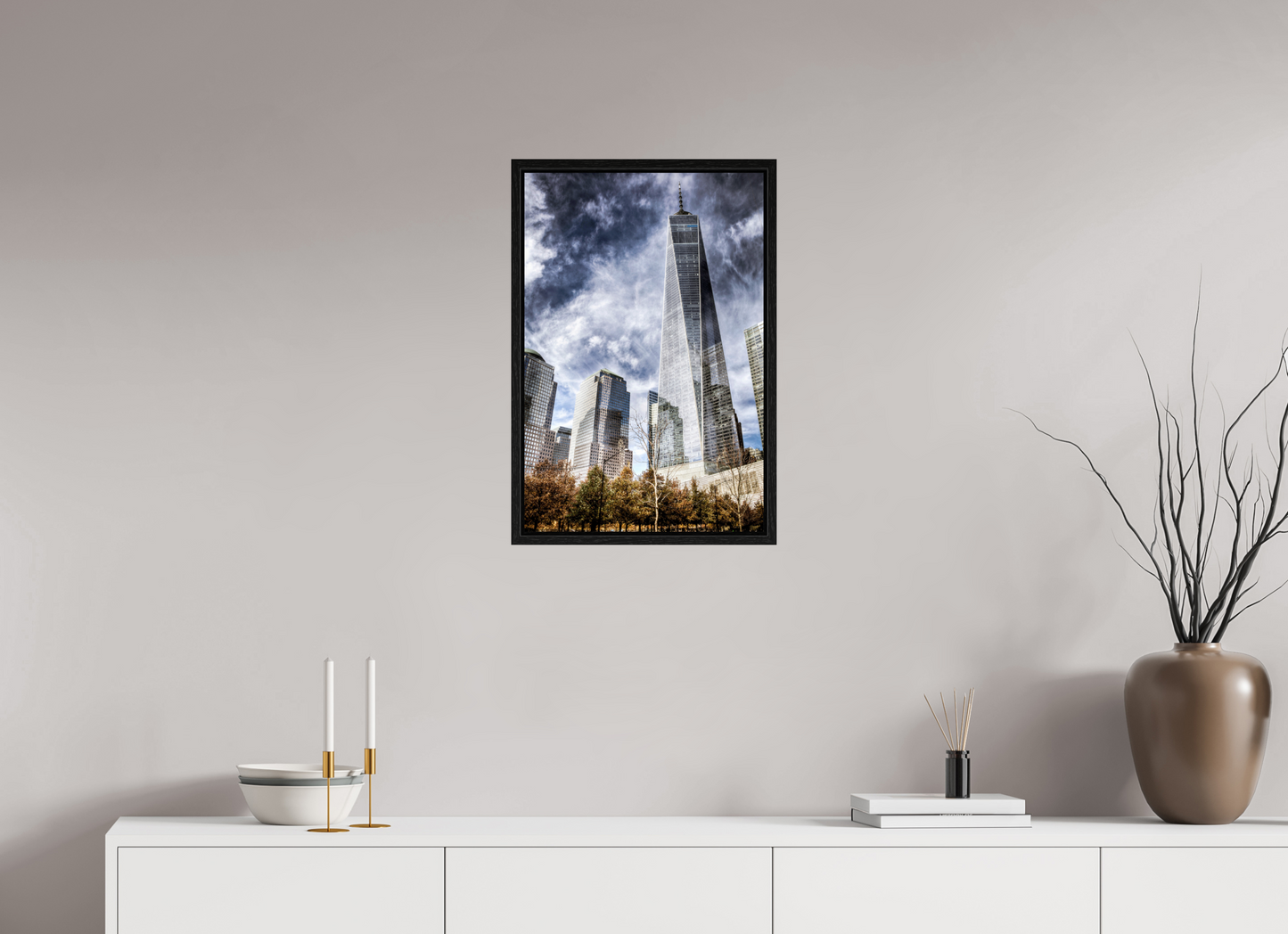 16 x 24″, Floater Frame One World Trade Center – Dramatic New York City Architecture Fine Art Photograph