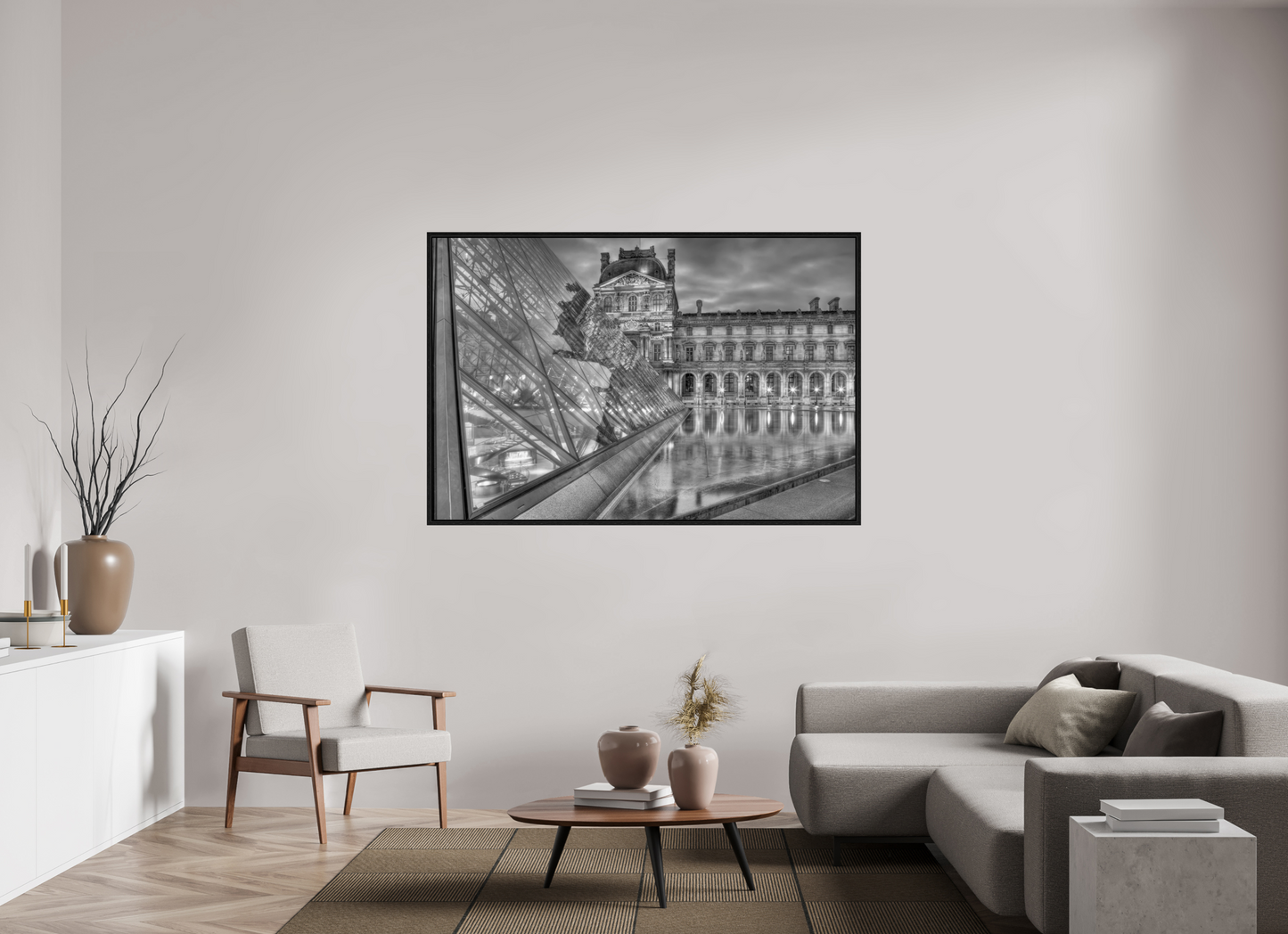 66 x 44″, Floater Frame Paris - Le Louvre by Night