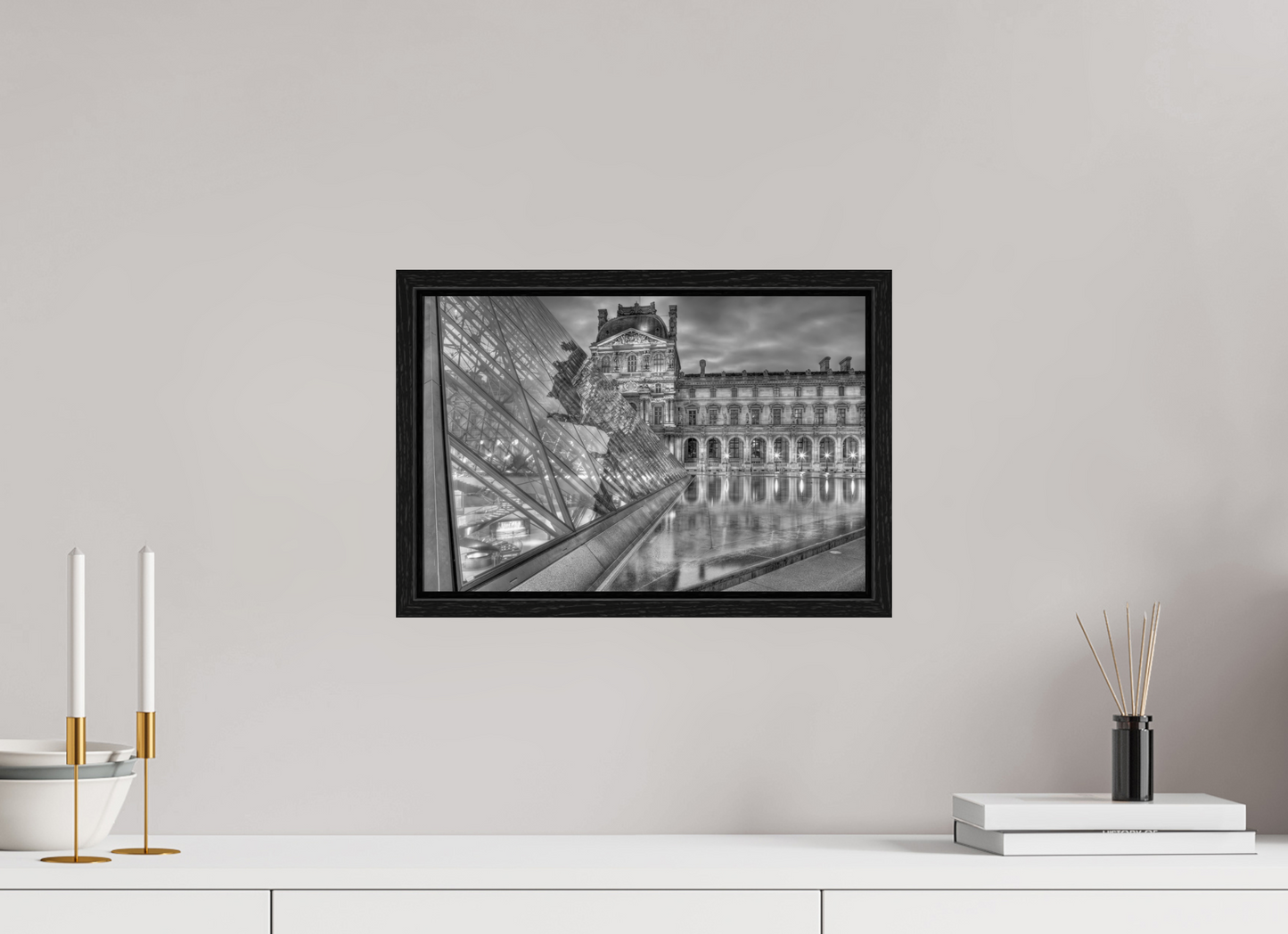 15 x 10″, Floater Frame Paris - Le Louvre by Night