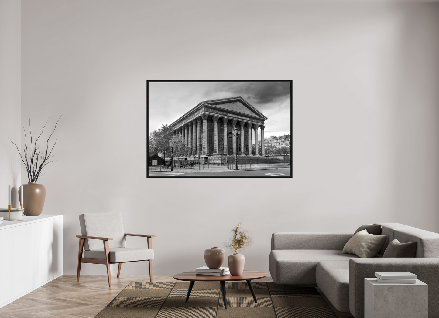 65 x 43″, Floater Frame Paris - La Madeleine in Monochrome