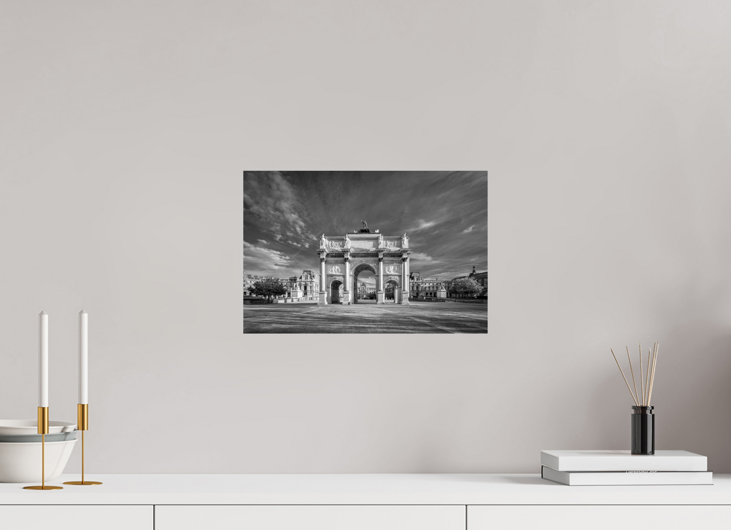 15 x 10″, Photo Print On Fuji Crystal DP II Paris -Louvre’s Gateway – Black and White Architectural Prin