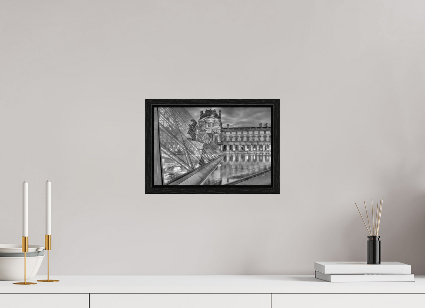 12 x 8″, Floater Frame Paris - Le Louvre by Night
