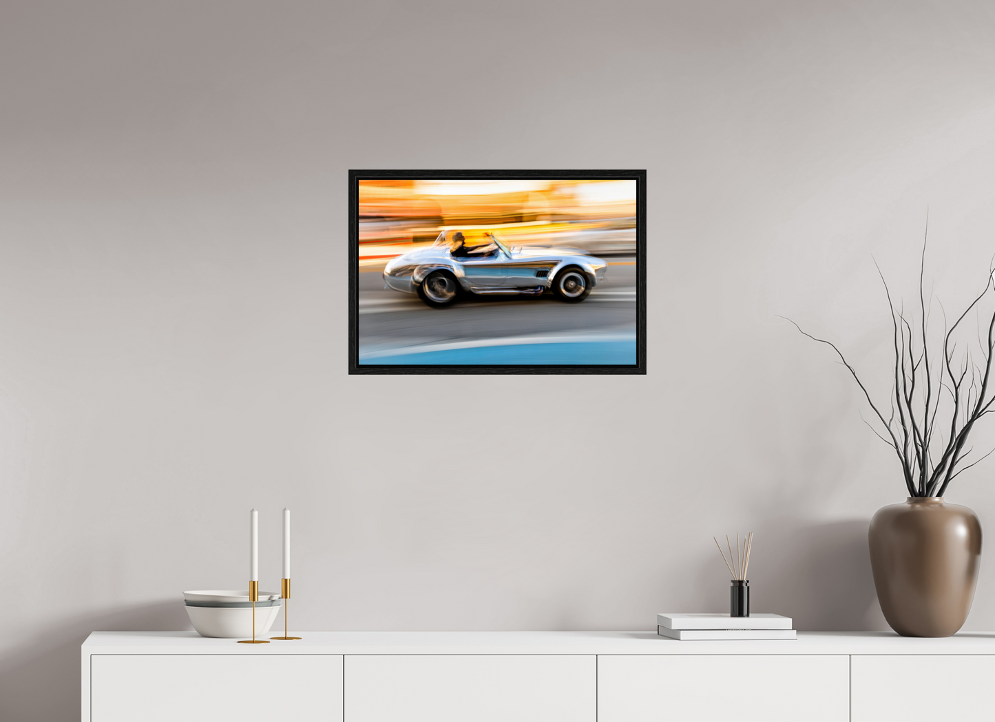 24 x 16″, Floater Frame Cobra in Motion — Fine Art Automotive Photograph