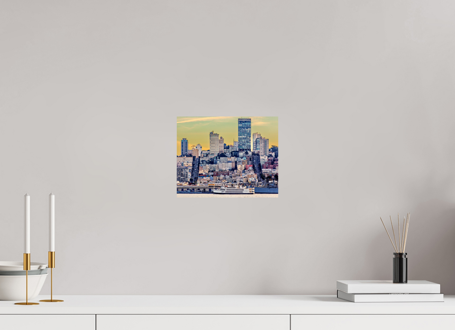 10 x 8″, Photo Print On Fuji Crystal DP II San Francisco - Cityscape with Ferry at Sunse