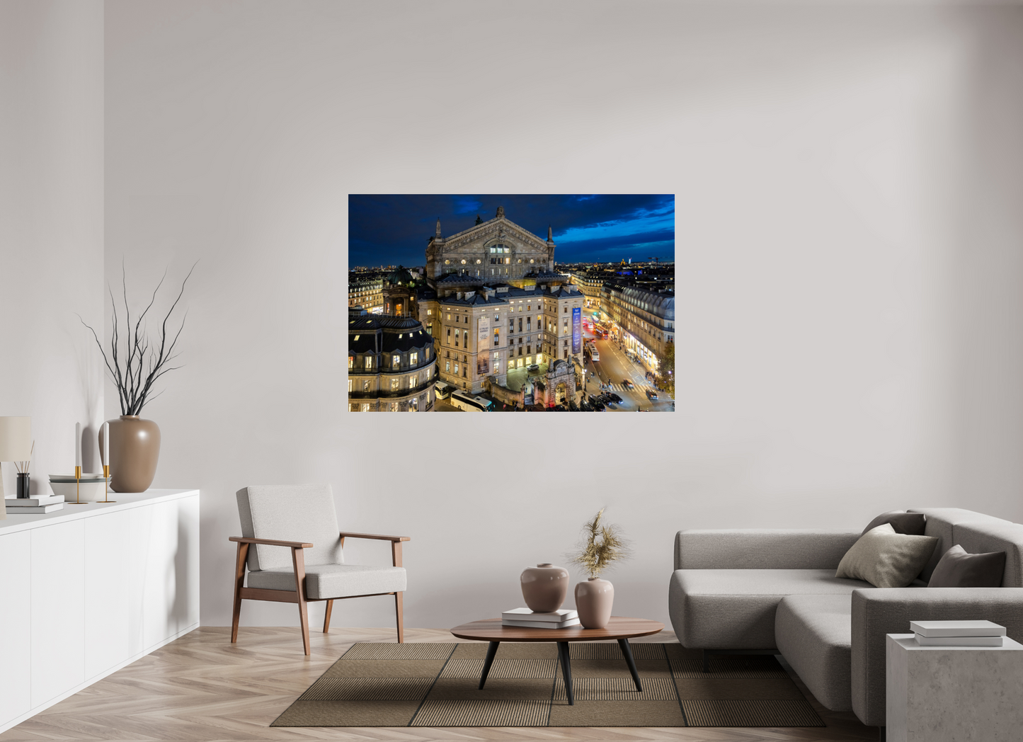 66 x 44″, Photo Print Under Acrylic Glass Paris - Palais Garnier during the blue hour