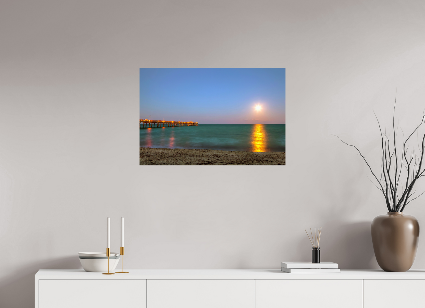 30 x 20″, Photo Print On Fuji Crystal DP II Moonrise Over the Pier