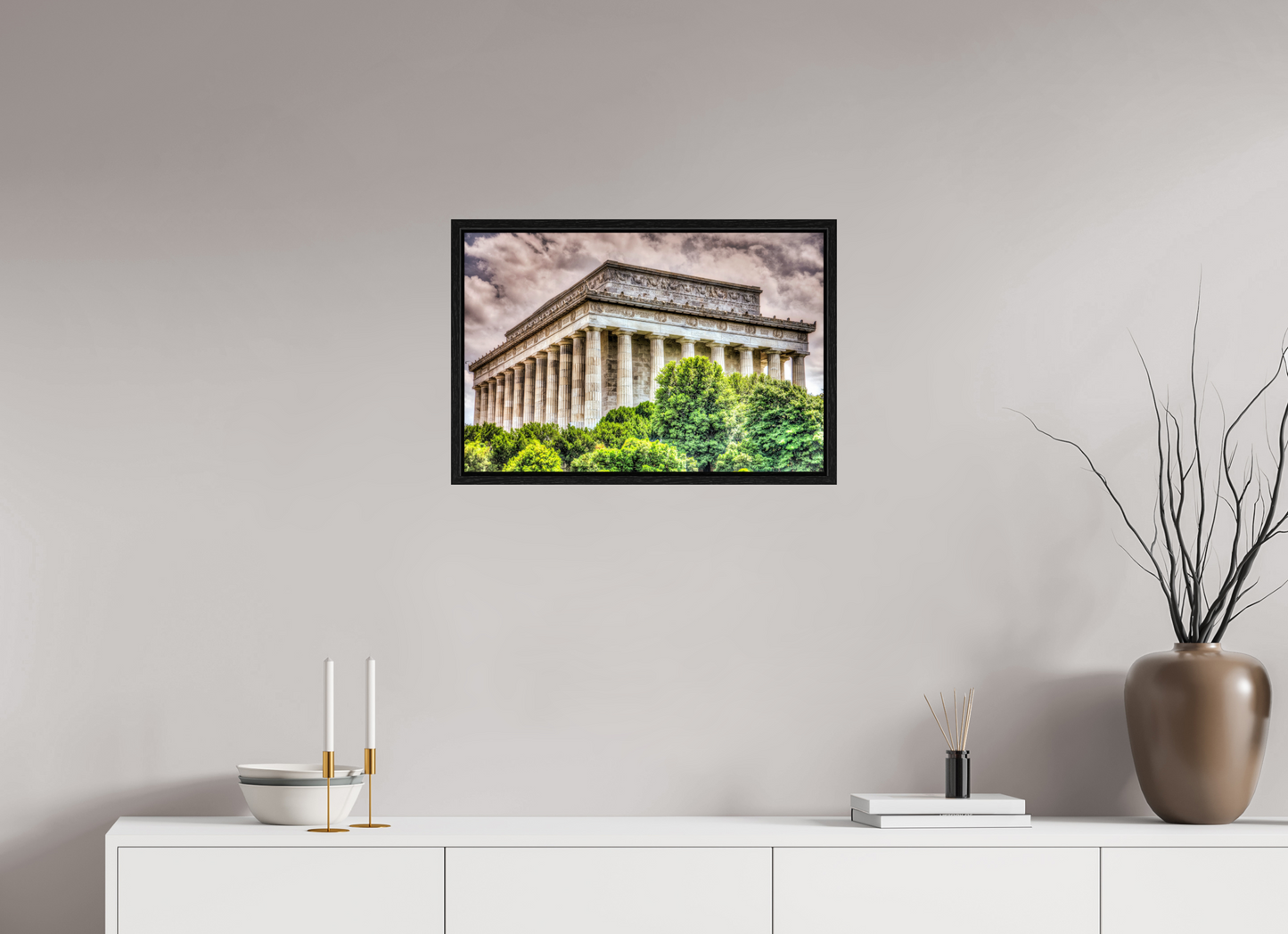 24 x 16″, Floater Frame Lincoln Memorial, Washington DC — Dramatic Architectural Fine Art Print