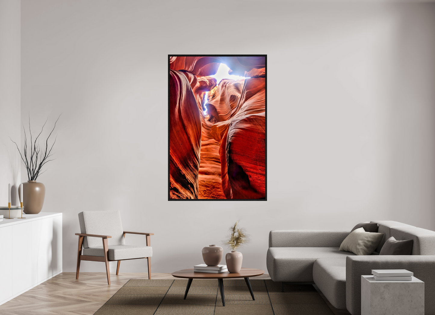 44 x 66″, Floater Frame Arizona - Light Between the Stones — Slot Canyon Fine Art Photograph