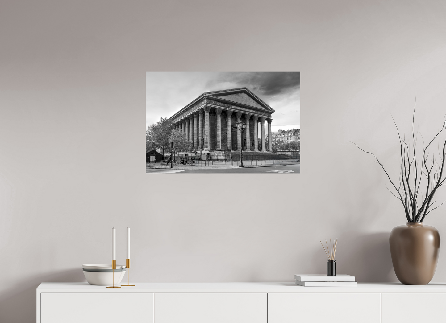 30.2 x 20″, Photo Print On Fuji Crystal DP II Paris - La Madeleine in Monochrome
