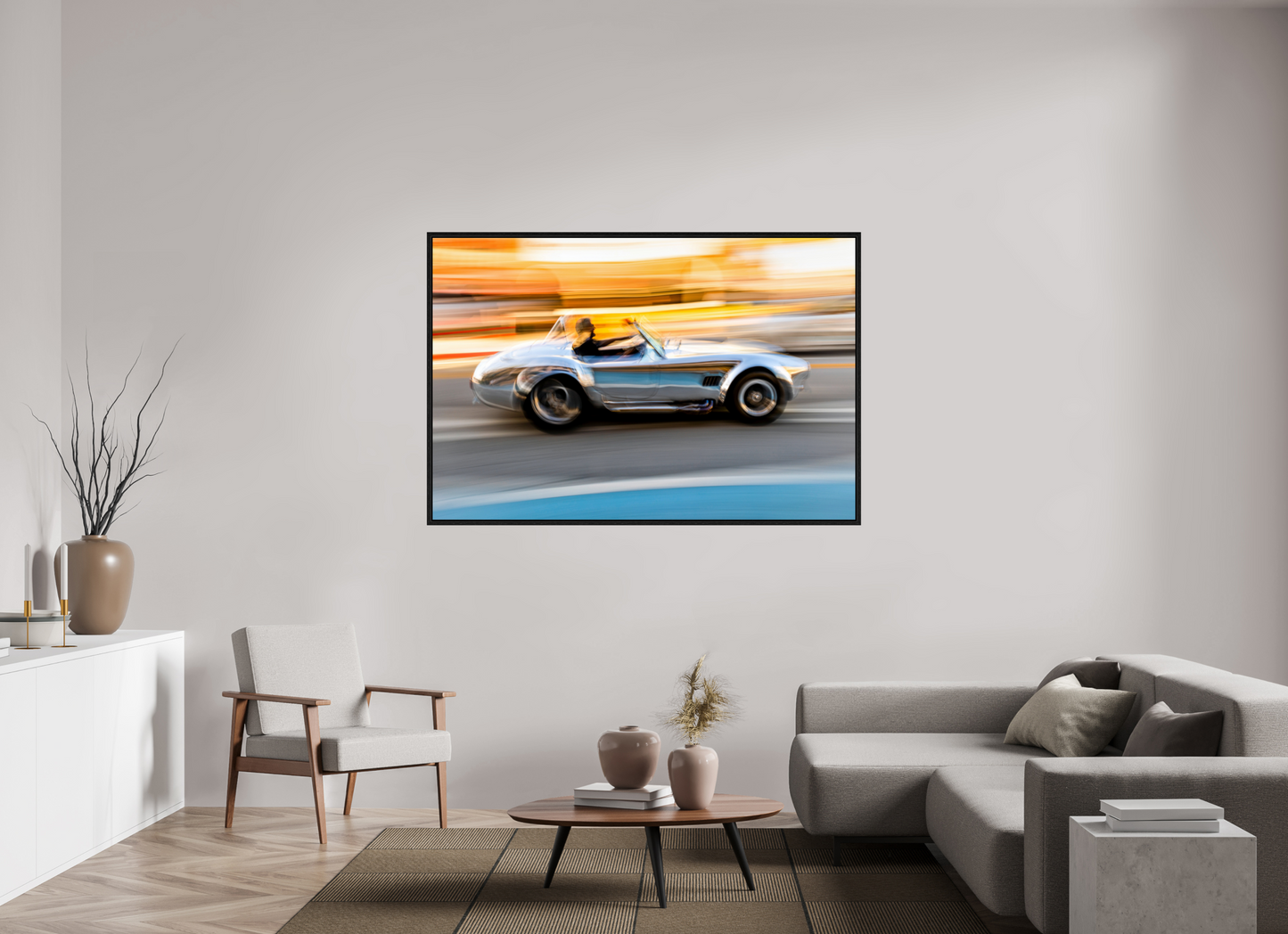 66 x 44″, Floater Frame Cobra in Motion — Fine Art Automotive Photograph