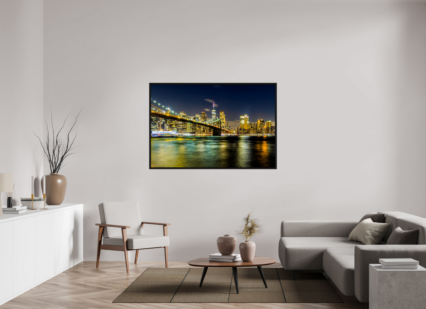 60 x 40″, Floater Frame New York - Manhattan After Dark