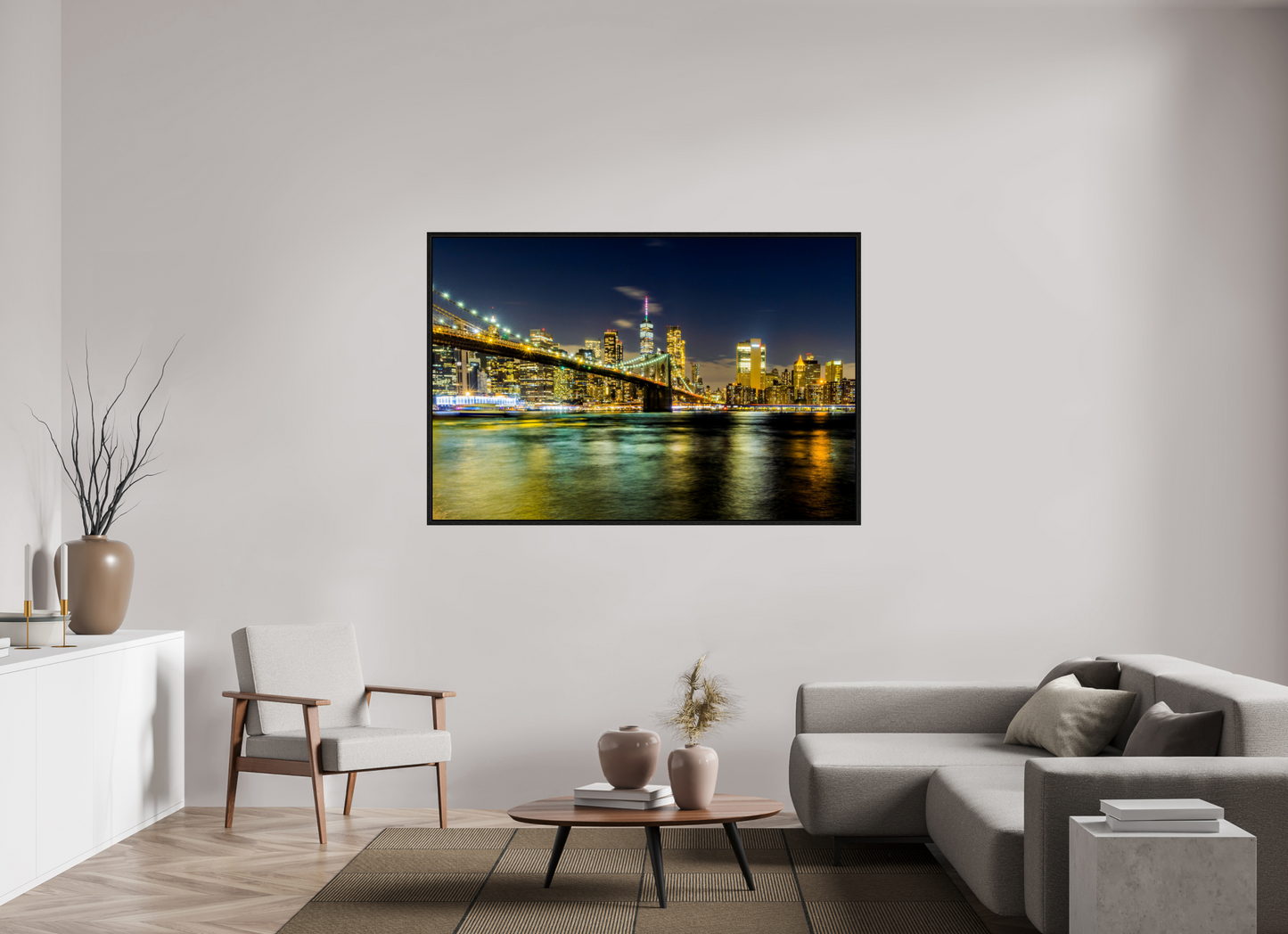 66 x 44″, Floater Frame New York - Manhattan After Dark