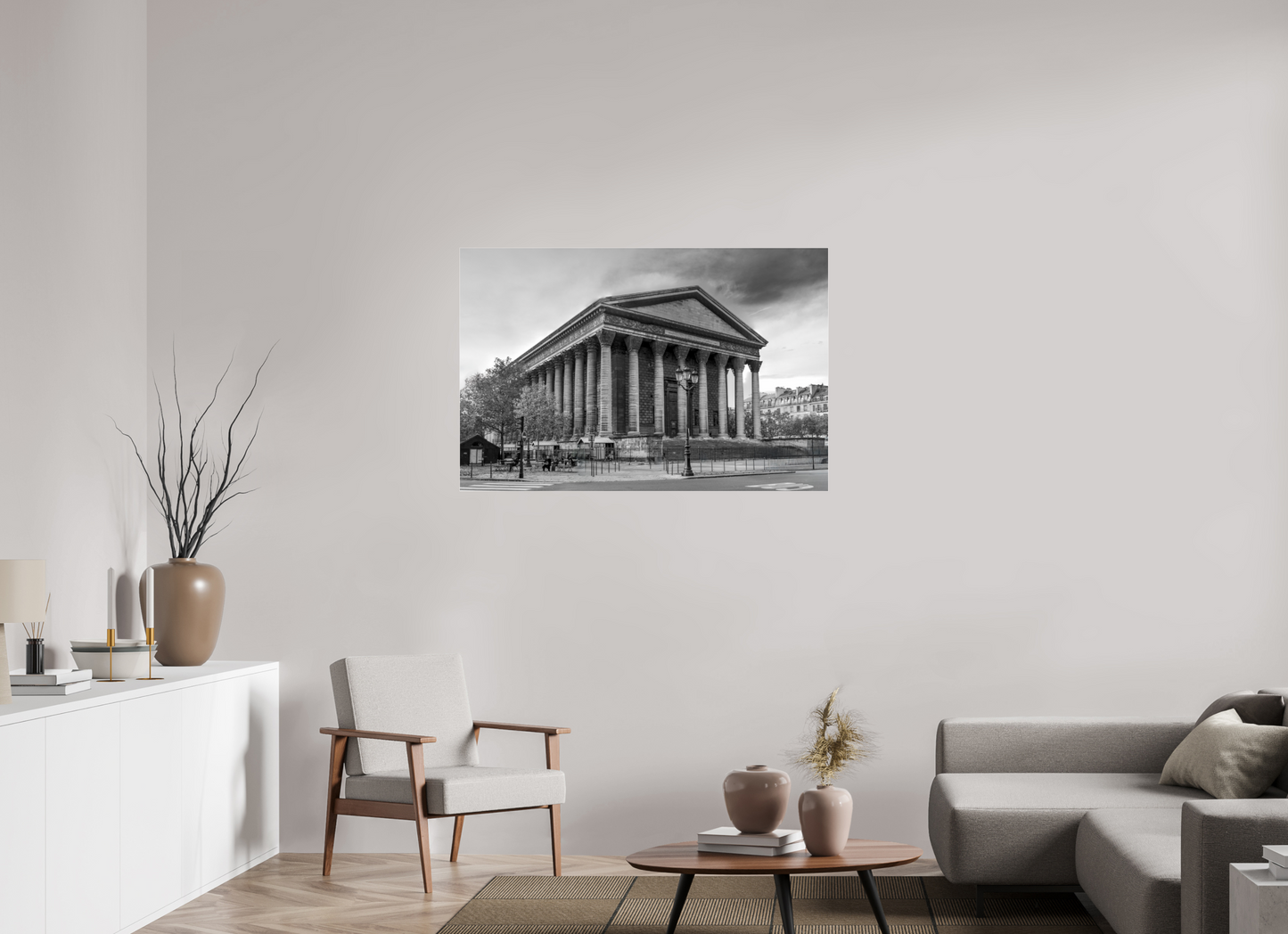 46.9 x 31″, Photo Print Under Acrylic Glass Paris - La Madeleine in Monochrome