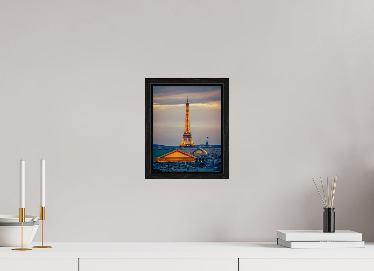 8 x 10″, Floater Frame Paris - Golden Eiffel Tower