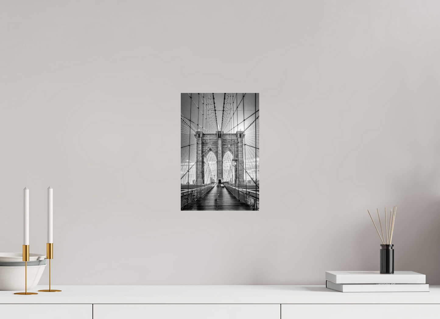 8 x 12″, Photo Print On Fuji Crystal DP II Lines of Infinity – Brooklyn Bridge Fine Art Black & White Photography Print