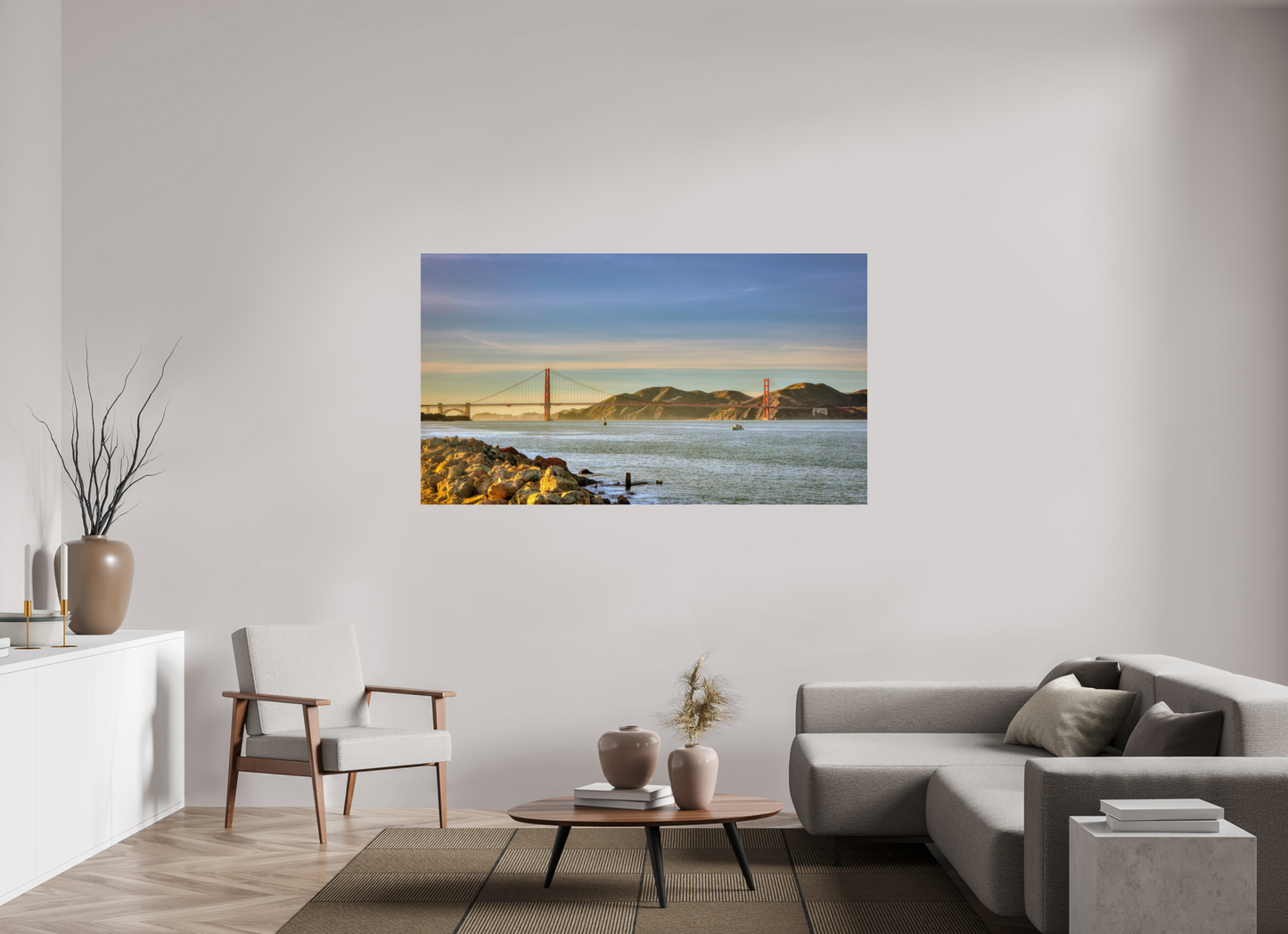 70 x 39.4″, Photo Print Under Acrylic Glass California - Golden Gate Bridge 2