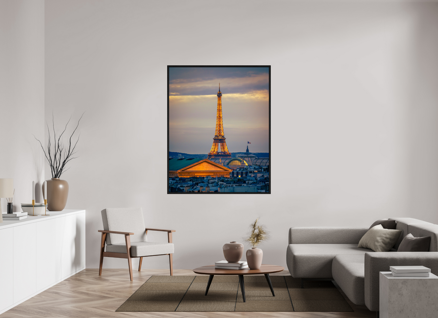 47 x 58.7″, Floater Frame Paris - Golden Eiffel Tower