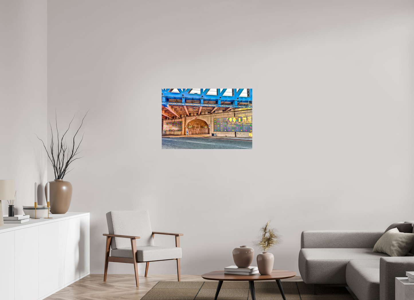 36 x 24″, Photo Print On Fuji Crystal DP II London Fine Art Photograph - Urban Geometry Under Blue Steel
