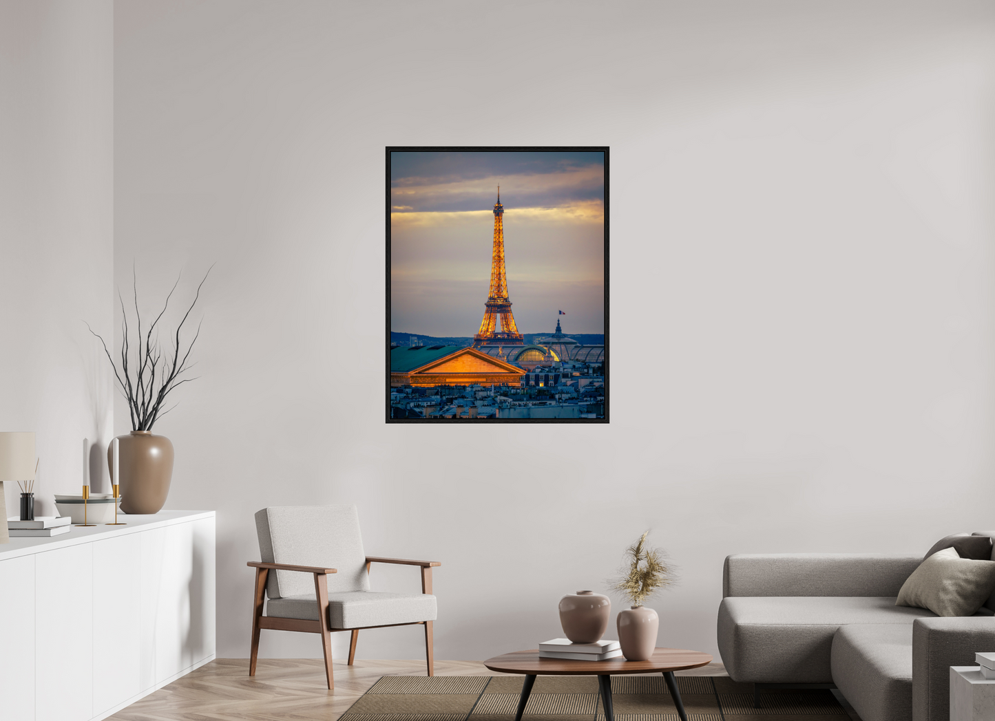 35 x 43.7″, Floater Frame Paris - Golden Eiffel Tower