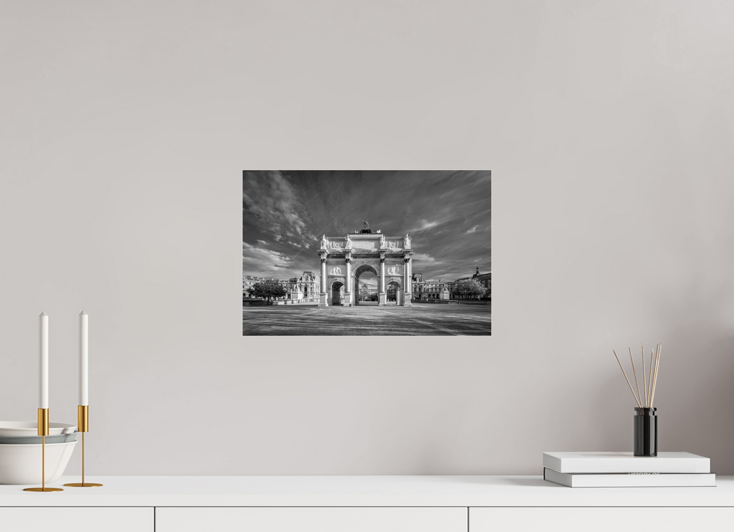 15 x 10″, Photo Print Under Acrylic Glass Paris -Louvre’s Gateway – Black and White Architectural Prin