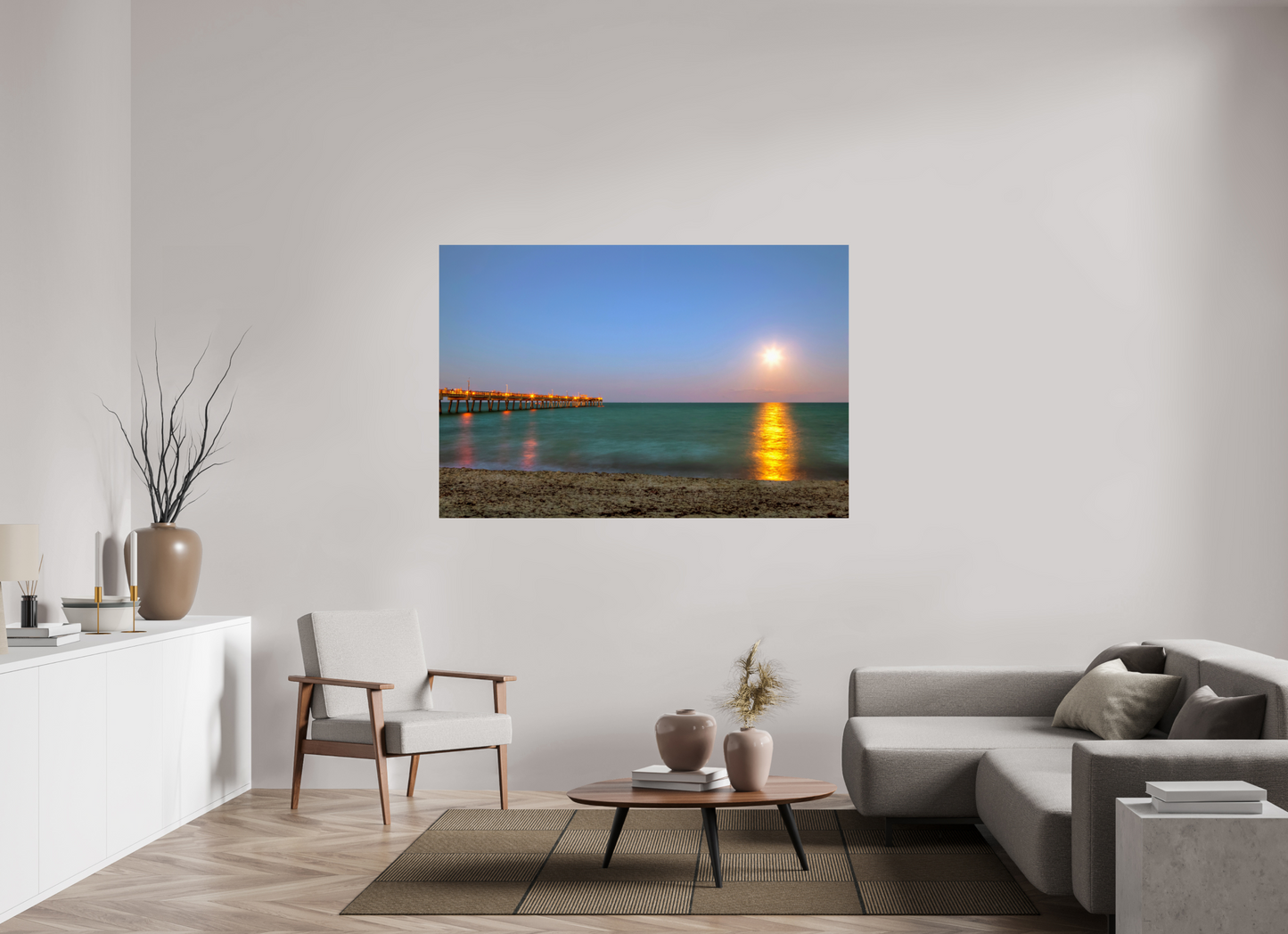 66 x 44″, Photo Print On Fuji Crystal DP II Moonrise Over the Pier