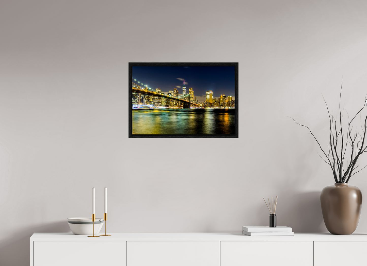 24 x 16″, Floater Frame New York - Manhattan After Dark