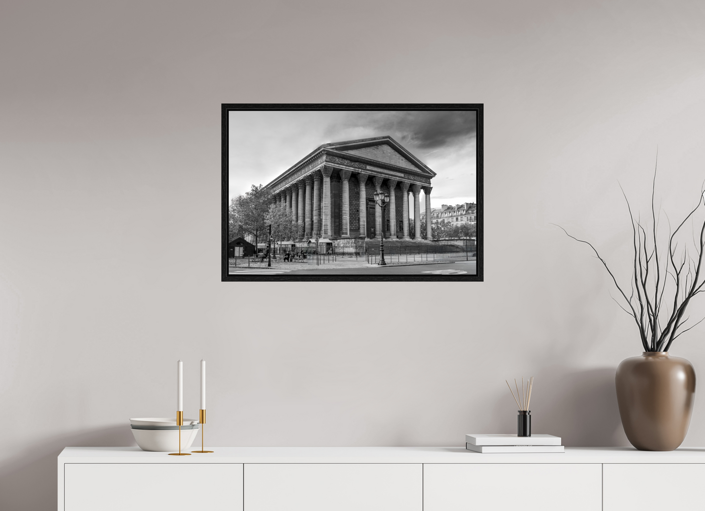 30.2 x 20″, Floater Frame Paris - La Madeleine in Monochrome