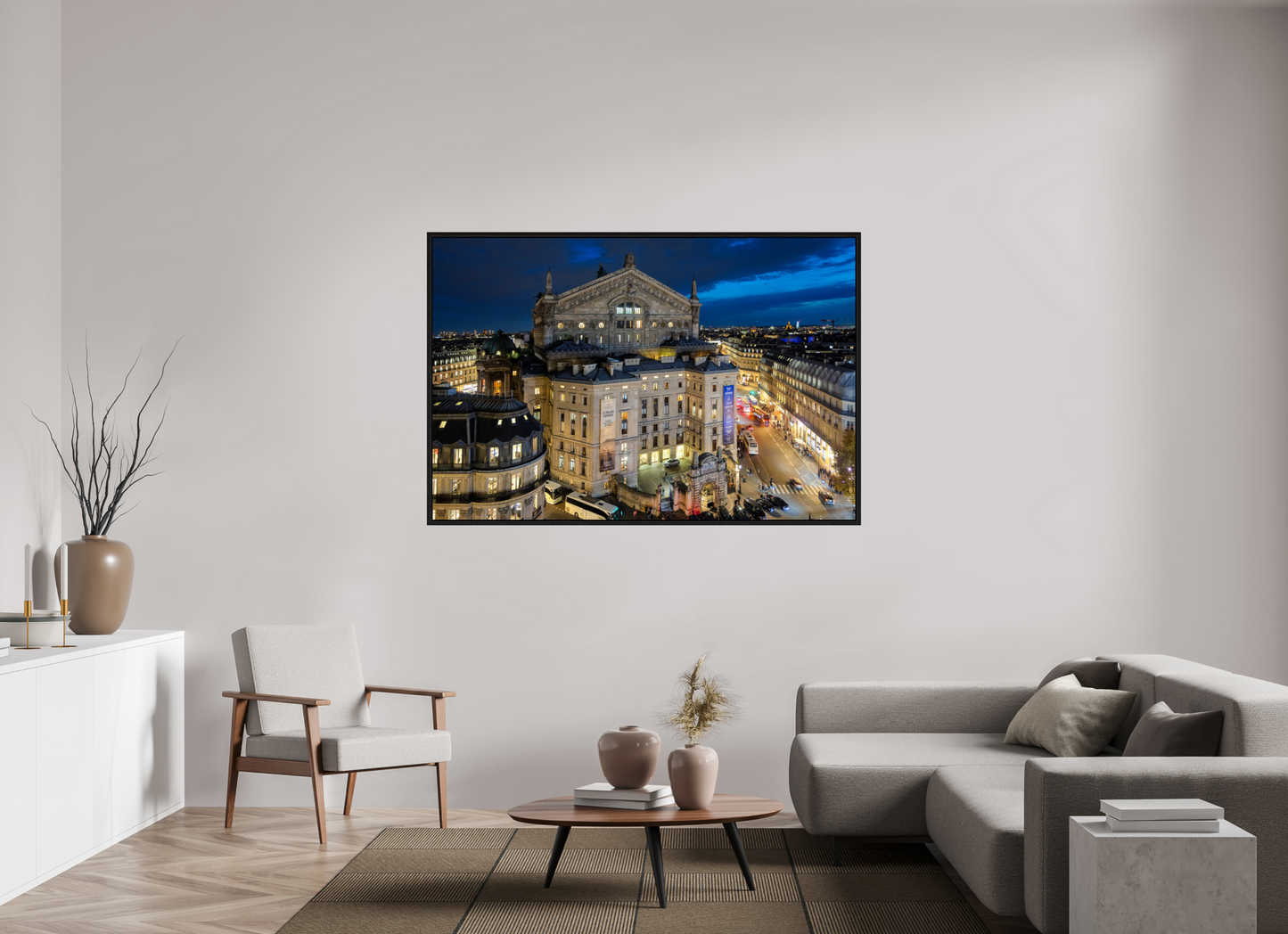 66 x 44″, Floater Frame Paris - Palais Garnier during the blue hour