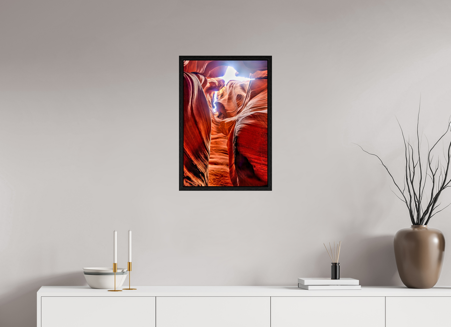 16 x 24″, Floater Frame Arizona - Light Between the Stones — Slot Canyon Fine Art Photograph