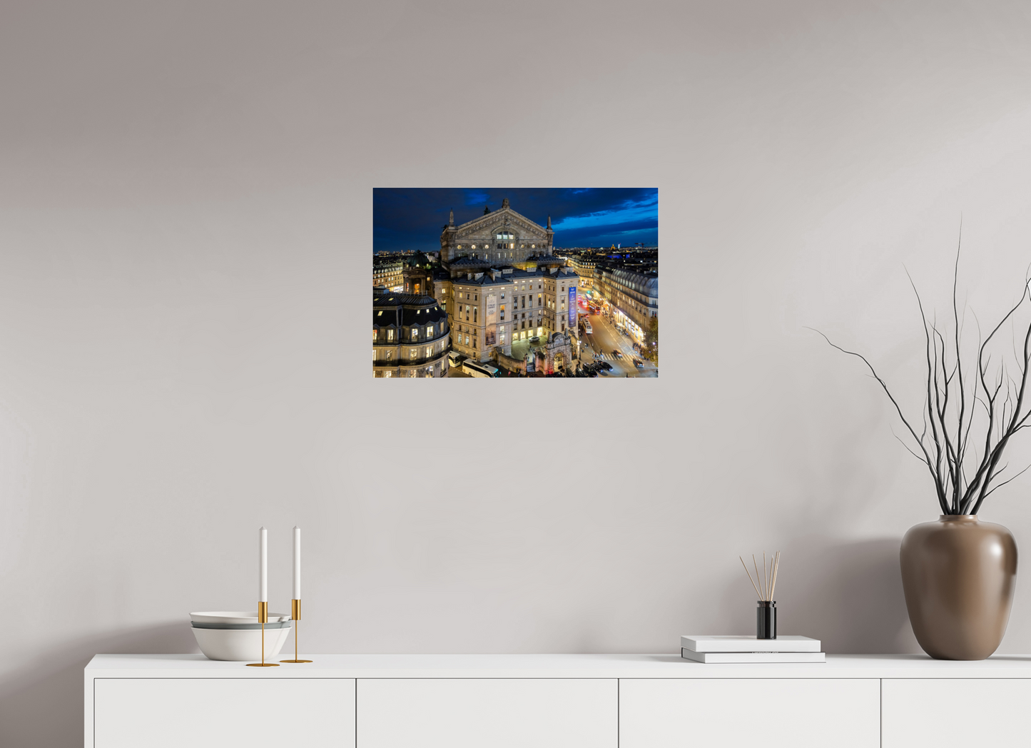 24 x 16″, Photo Print Under Acrylic Glass Paris - Palais Garnier during the blue hour