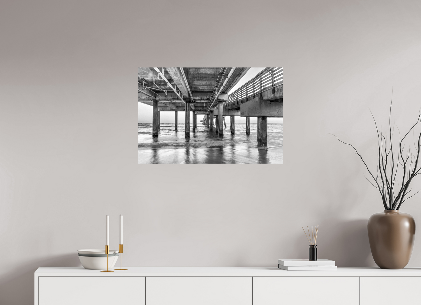 30 x 20″, Photo Print On Fuji Crystal DP II Florida - Under the Pier — Coastal Geometry in Black & White