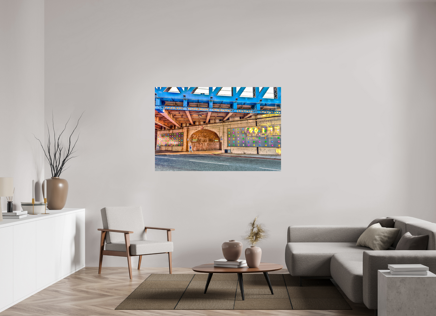 60 x 40″, Photo Print On Fuji Crystal DP II London Fine Art Photograph - Urban Geometry Under Blue Steel