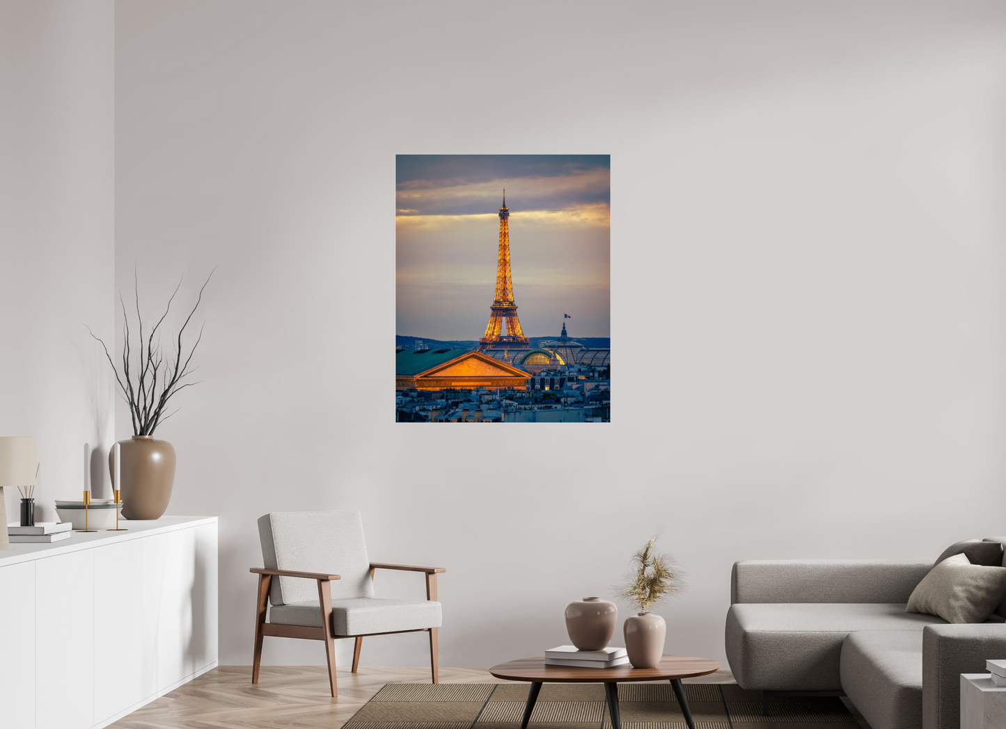 35 x 43.7″, Photo Print Under Acrylic Glass Paris - Golden Eiffel Tower