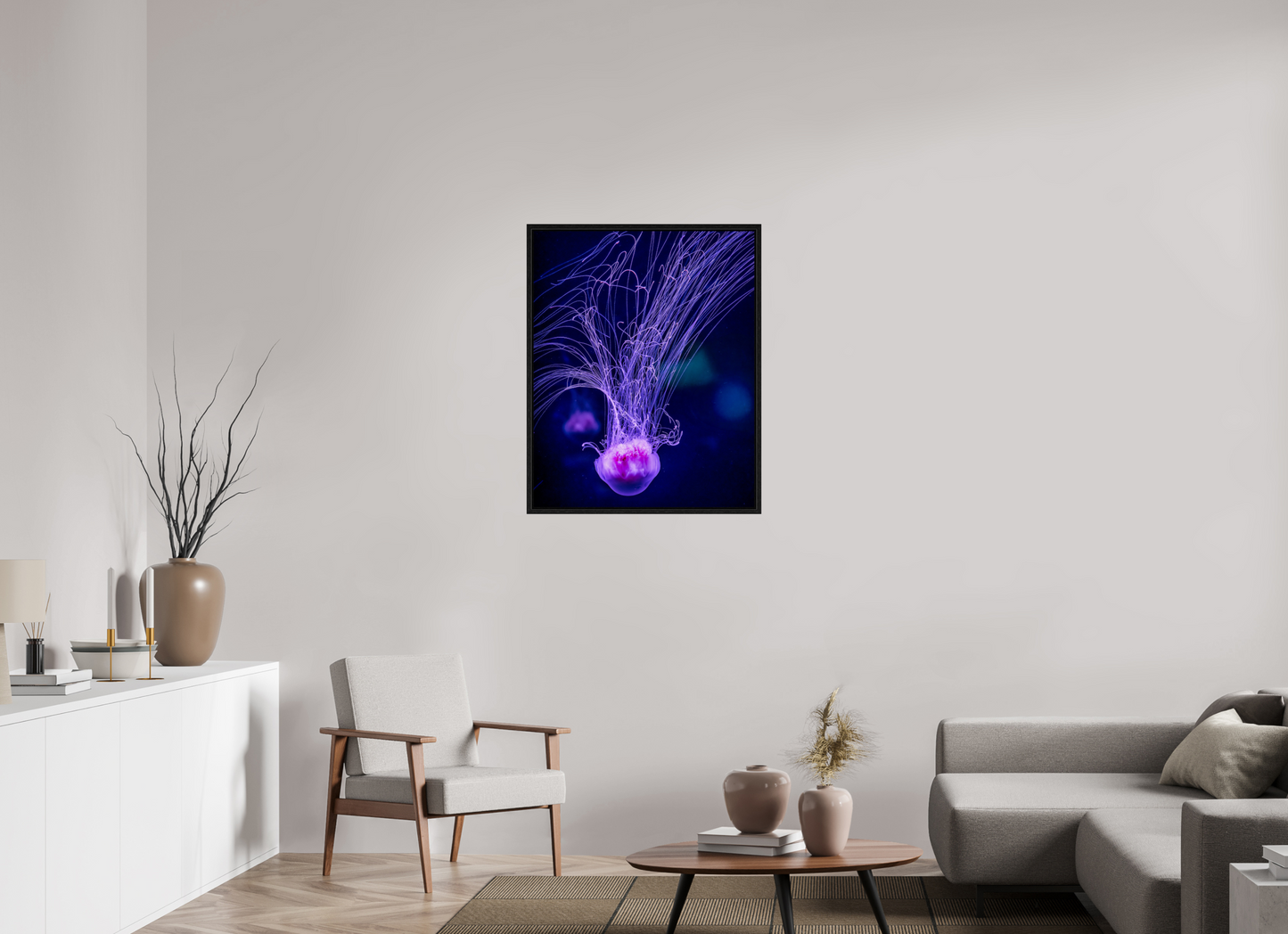 28 x 35″, Floater Frame Ocean Calligraphy