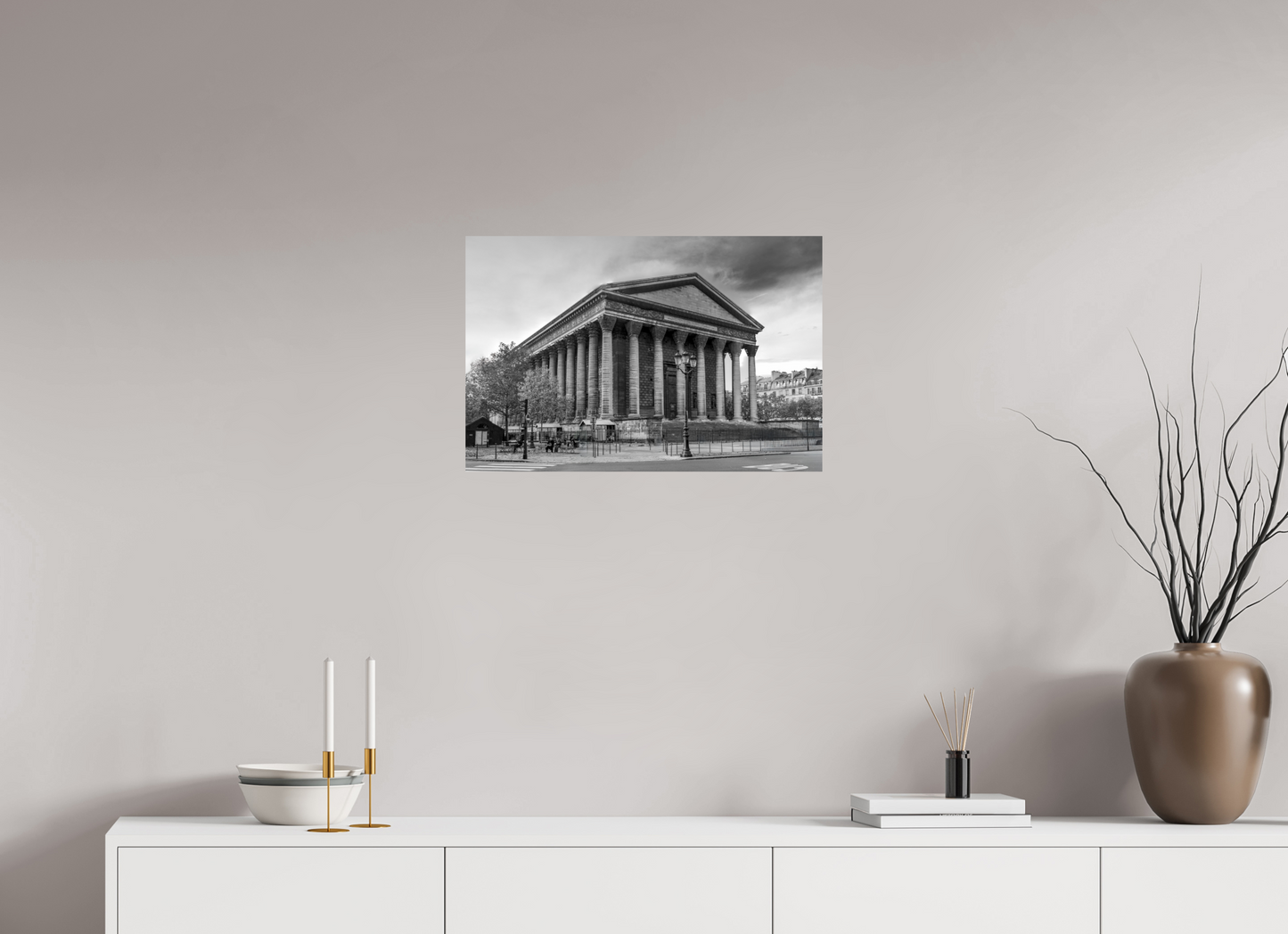 24.2 x 16″, Photo Print On Fuji Crystal DP II Paris - La Madeleine in Monochrome