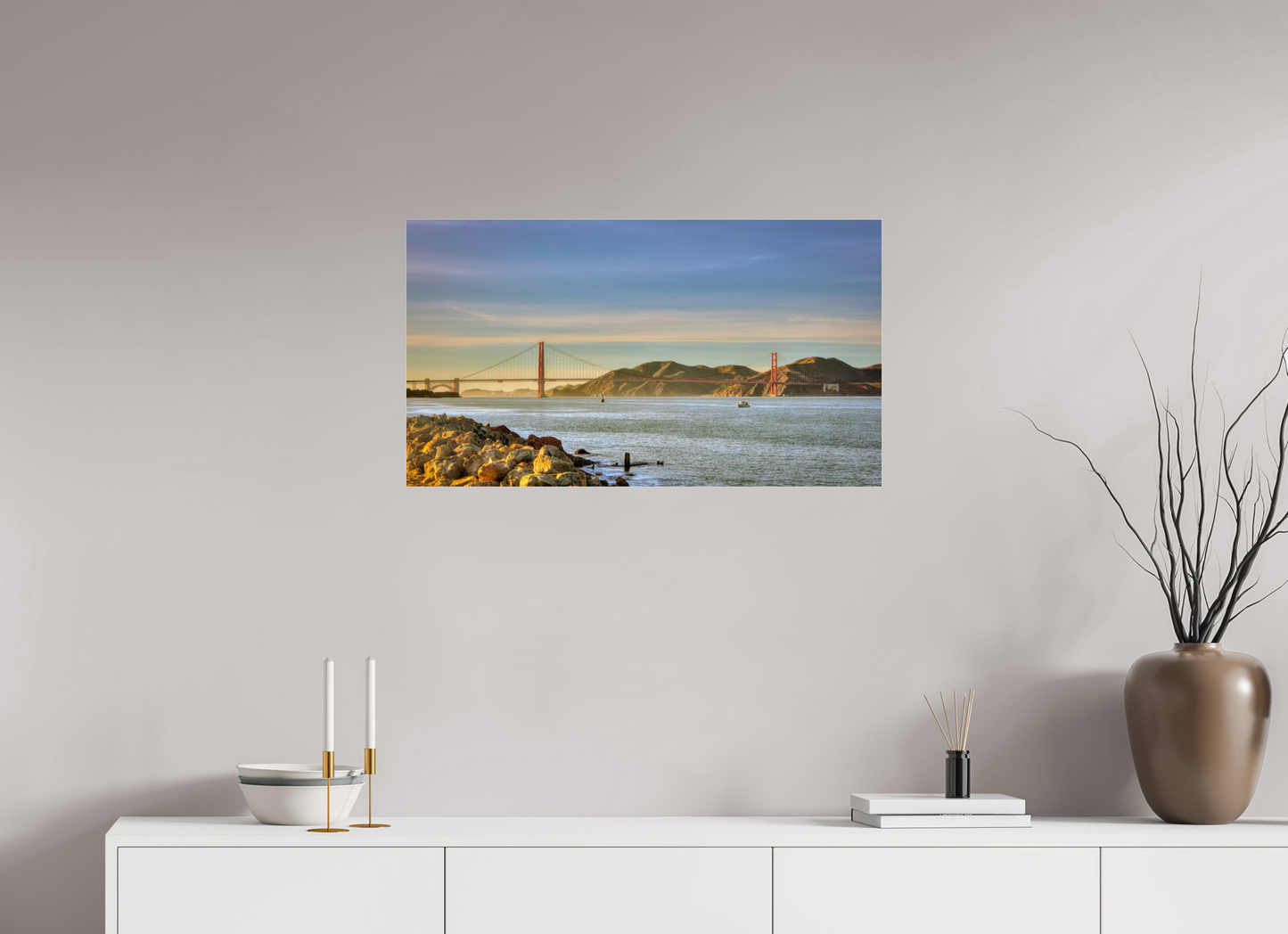 32 x 18″, Photo Print Under Acrylic Glass California - Golden Gate Bridge 2